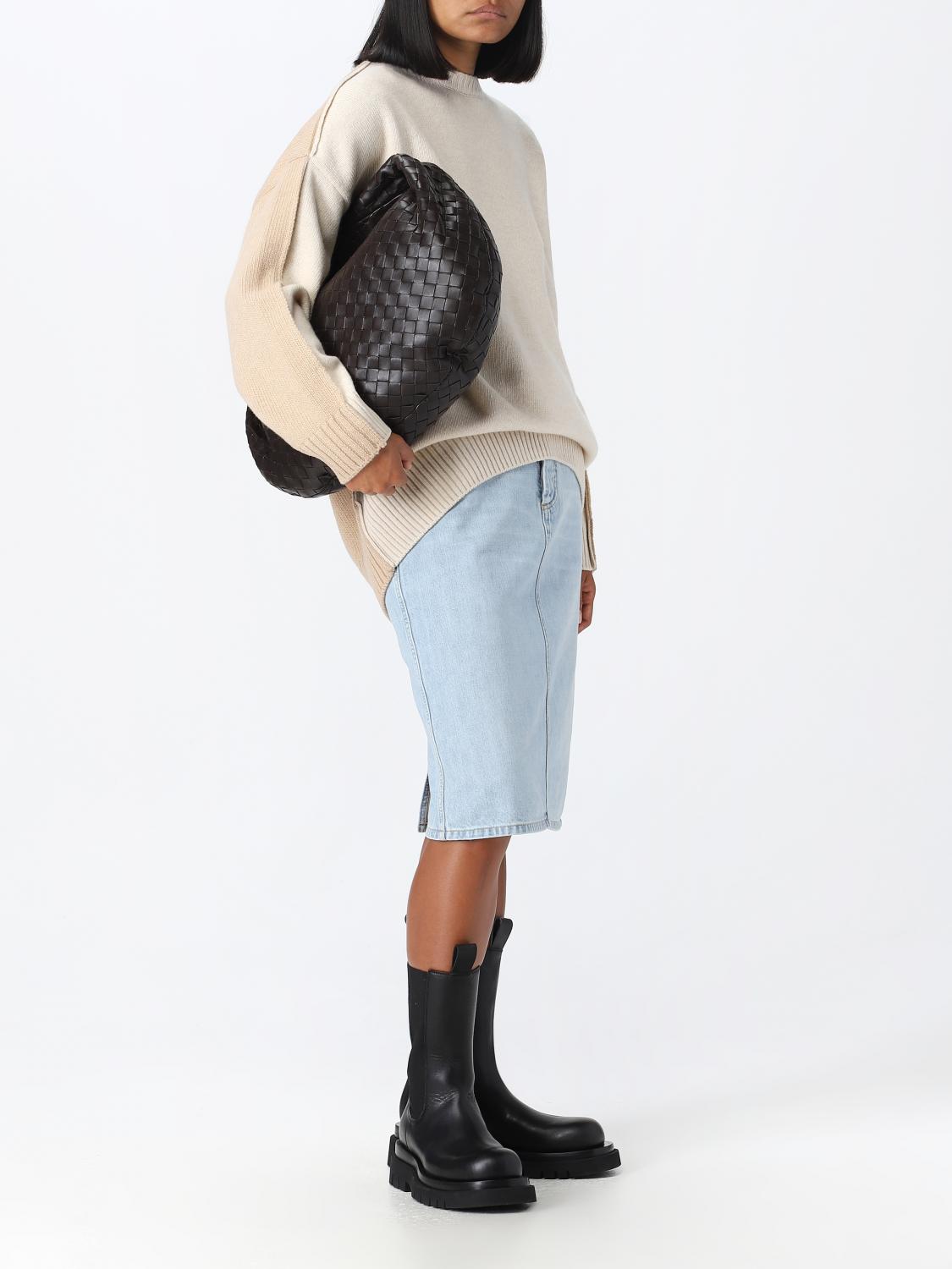 BOTTEGA VENETA BORSA A SPALLA: Borsa Jodie Bottega Veneta in pelle intrecciata, Marrone - Img 2