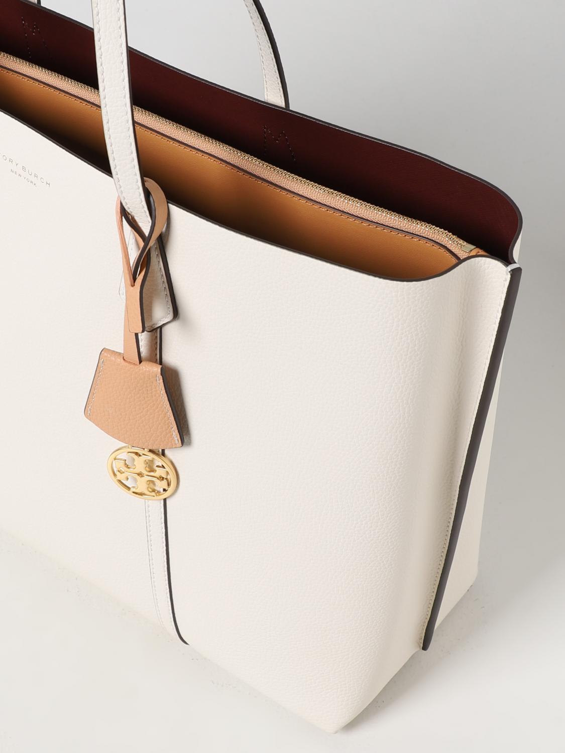 TORY BURCH TOTE BAG: Tory Burch Perry bag in grained leather, White - Img 3