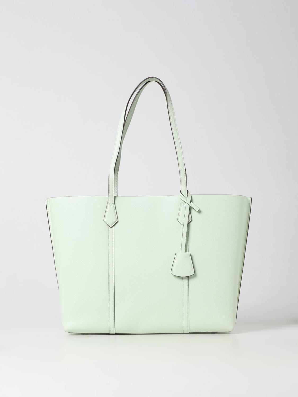 TORY BURCH BORSA TOTE: Borsa Perry Tory Burch in pelle a grana, Verde - Img 1