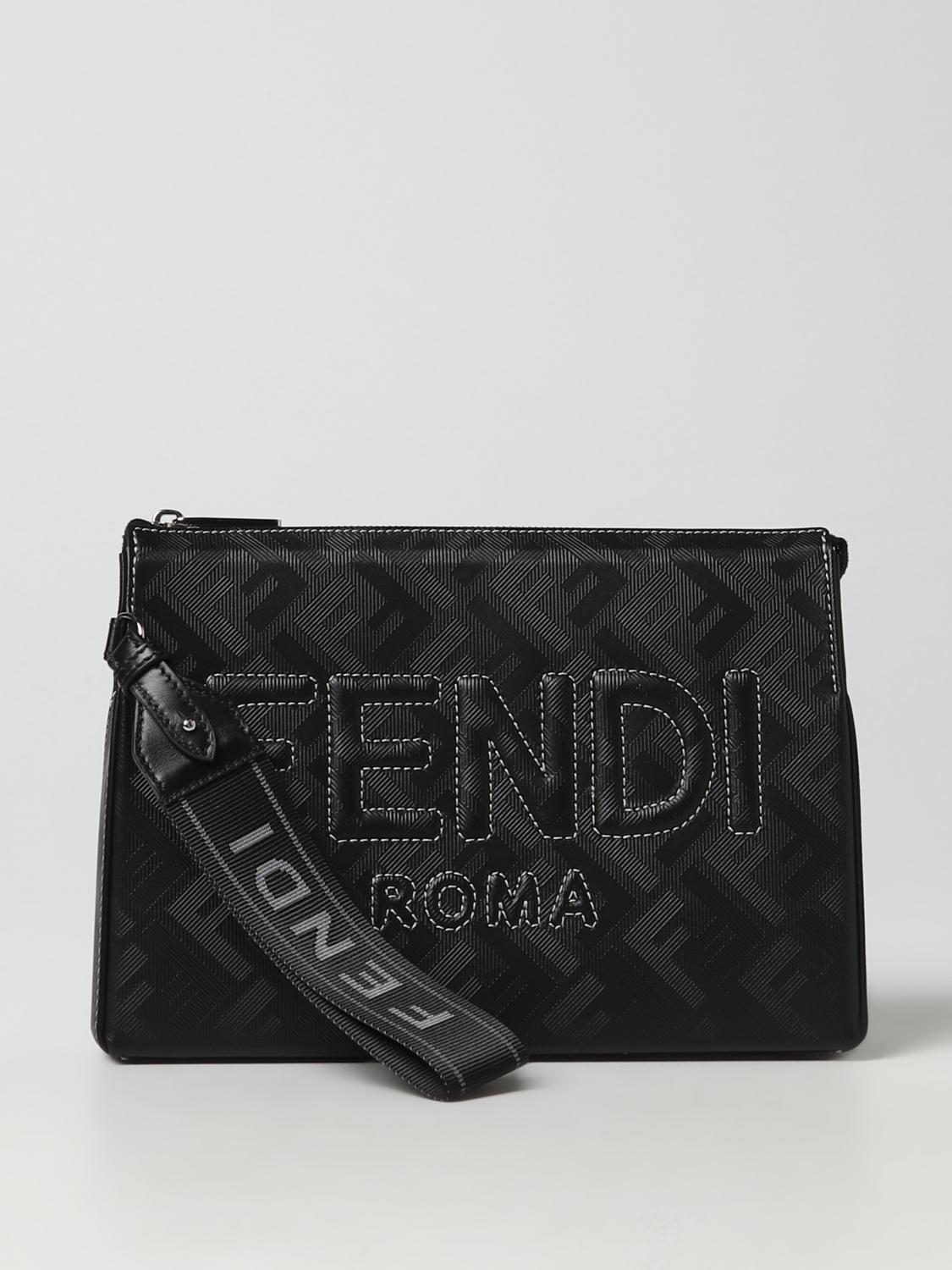 Giglio Clutch Fendi in pelle con monogram FF all over