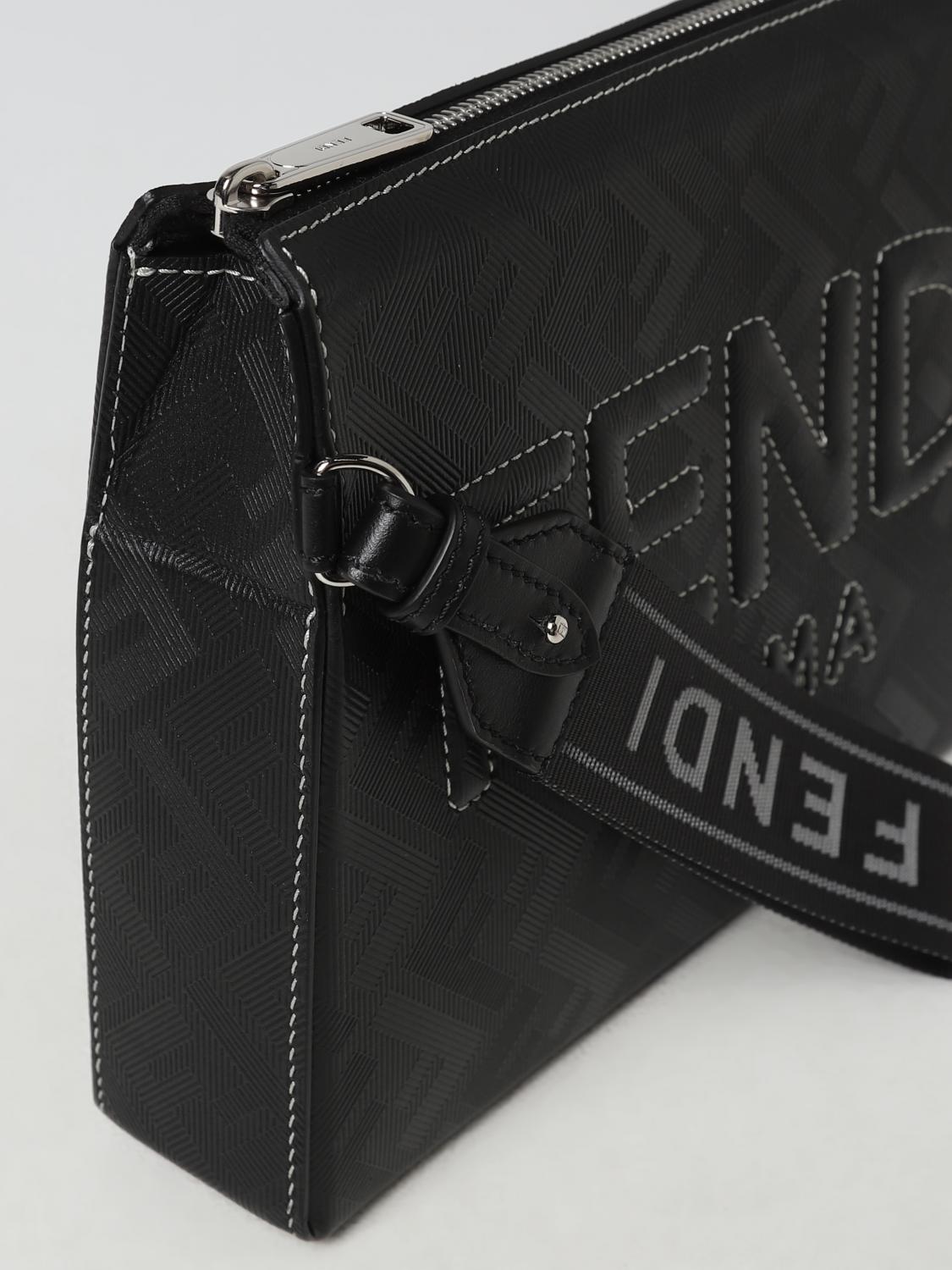 FENDI BRIEFCASE: Fendi leather clutch with all-over FF monogram, Black - Img 4