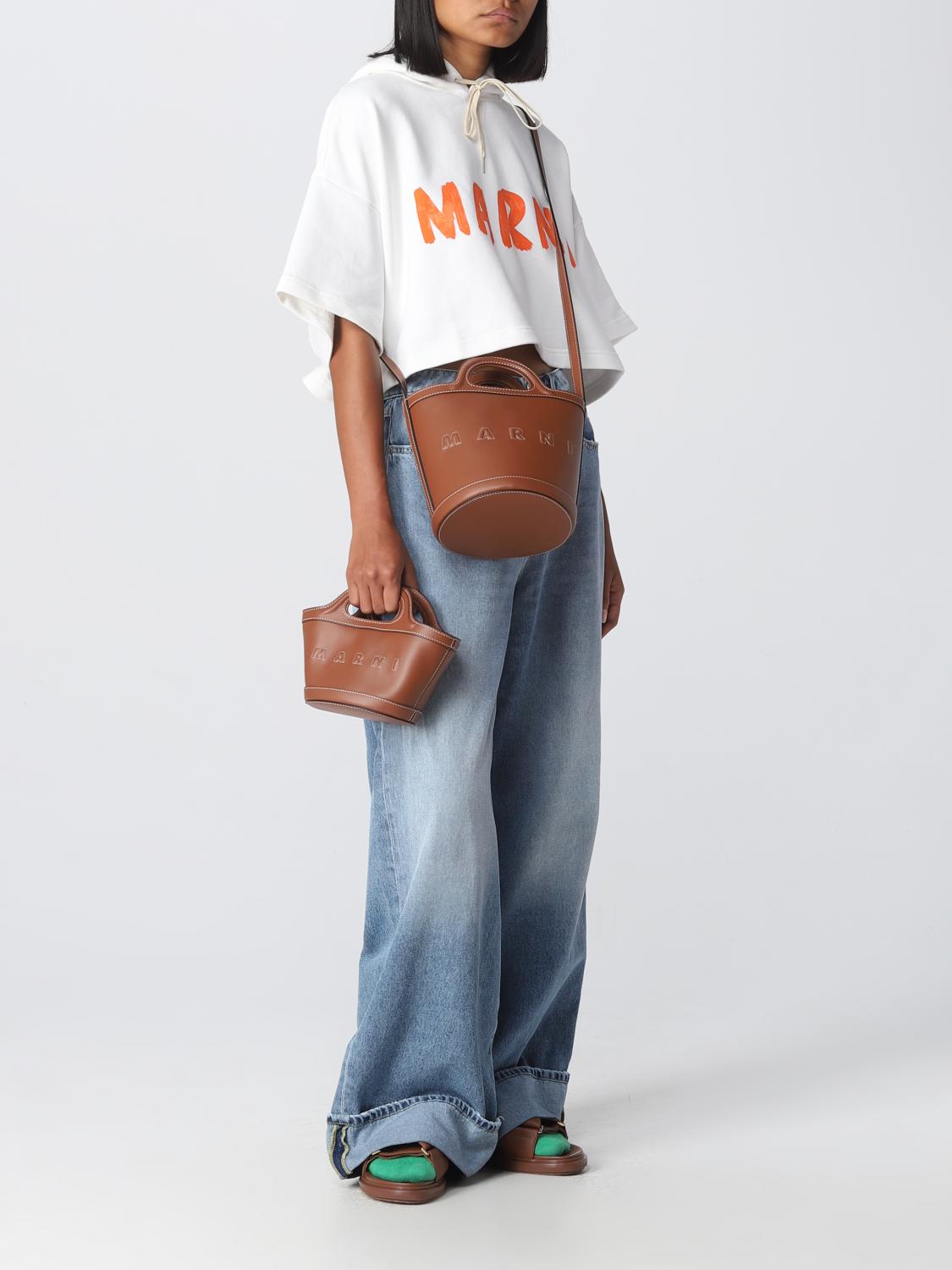 MARNI BORSA MINI: Borsa Tropicalia Marni in pelle , Marrone - Img 2