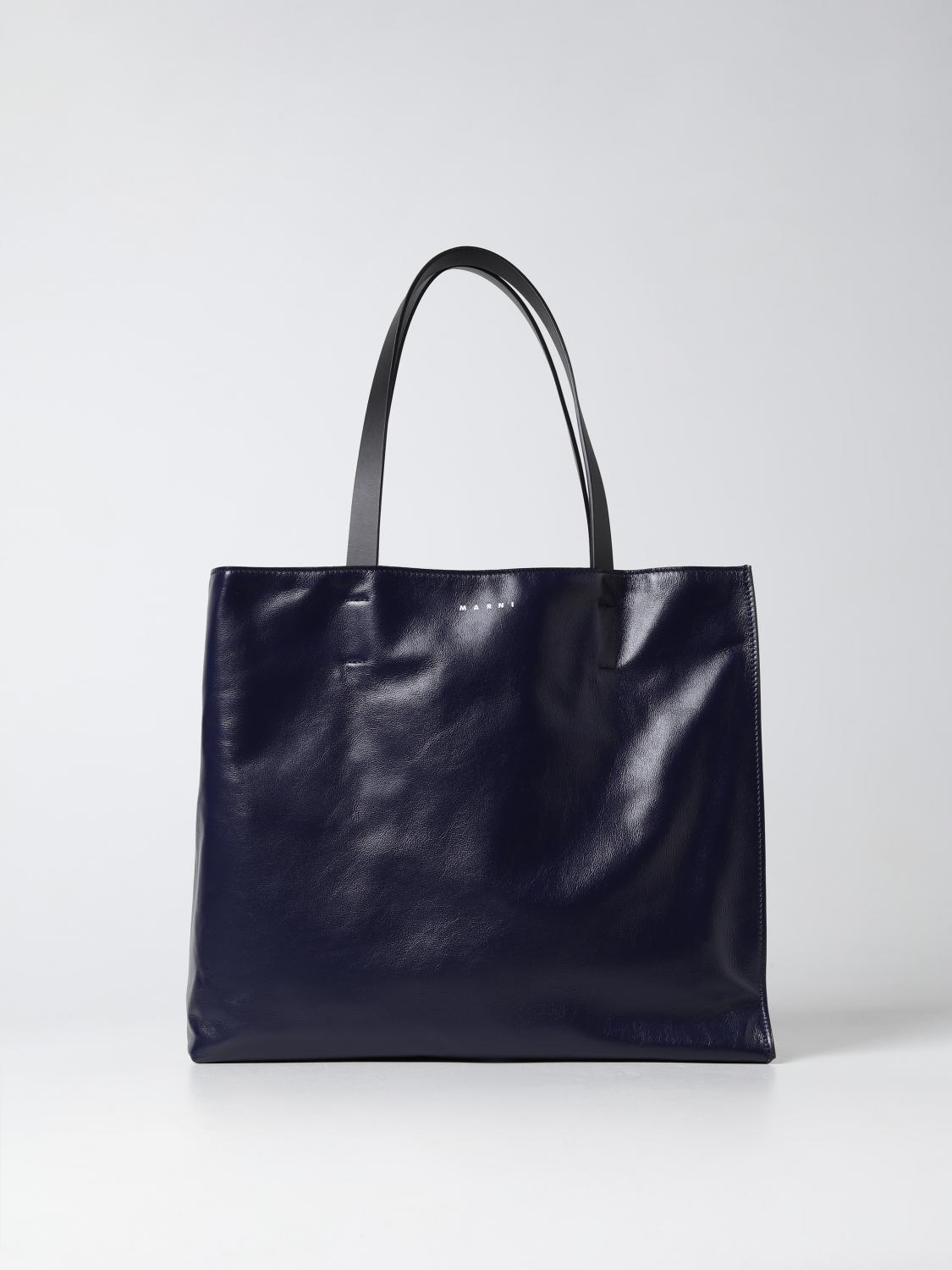 MARNI BORSA: Borsa Museo Marni in pelle bottalata, Blue - Img 1