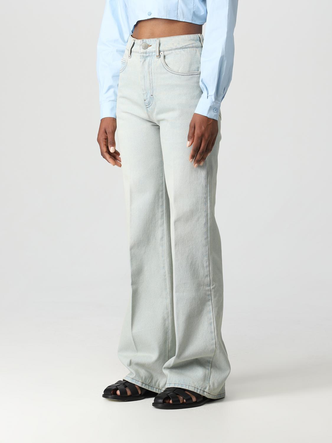 デニム・ジーパン AMI PARIS Woman Jeans White FTR031DE0039 136 High-rise wide-leg jeans in white - Ami Paris | Mytheresa