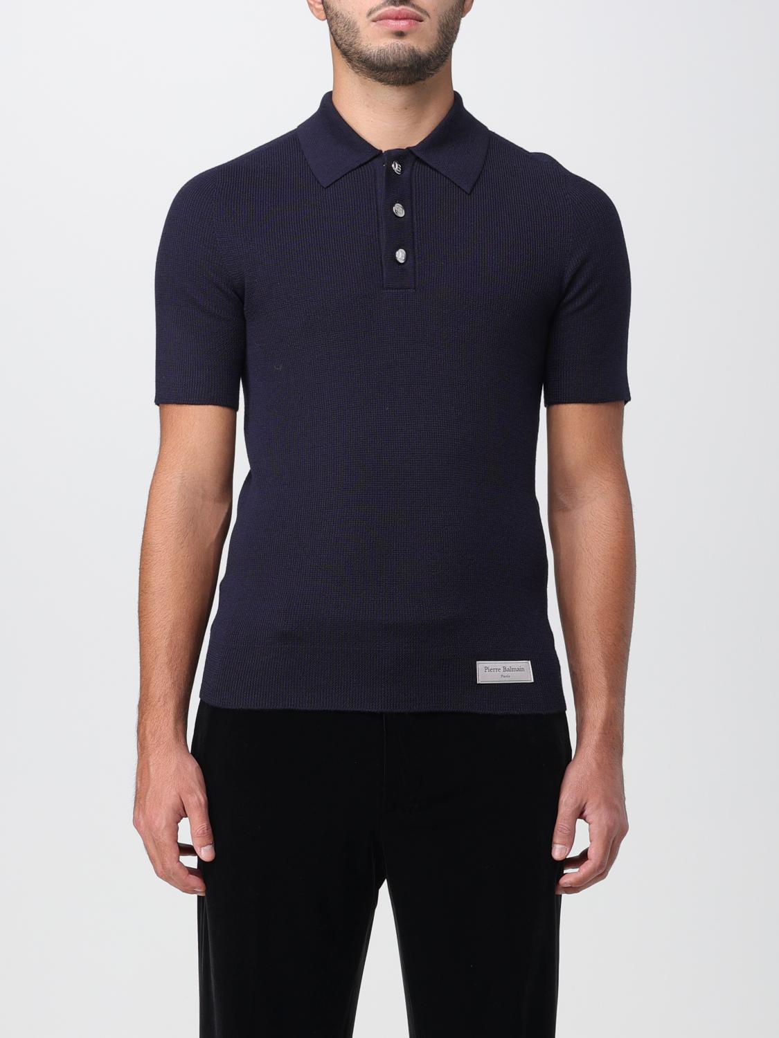 BALMAIN POLO SHIRT: Balmain polo shirt in Merino wool, Blue - Img 1