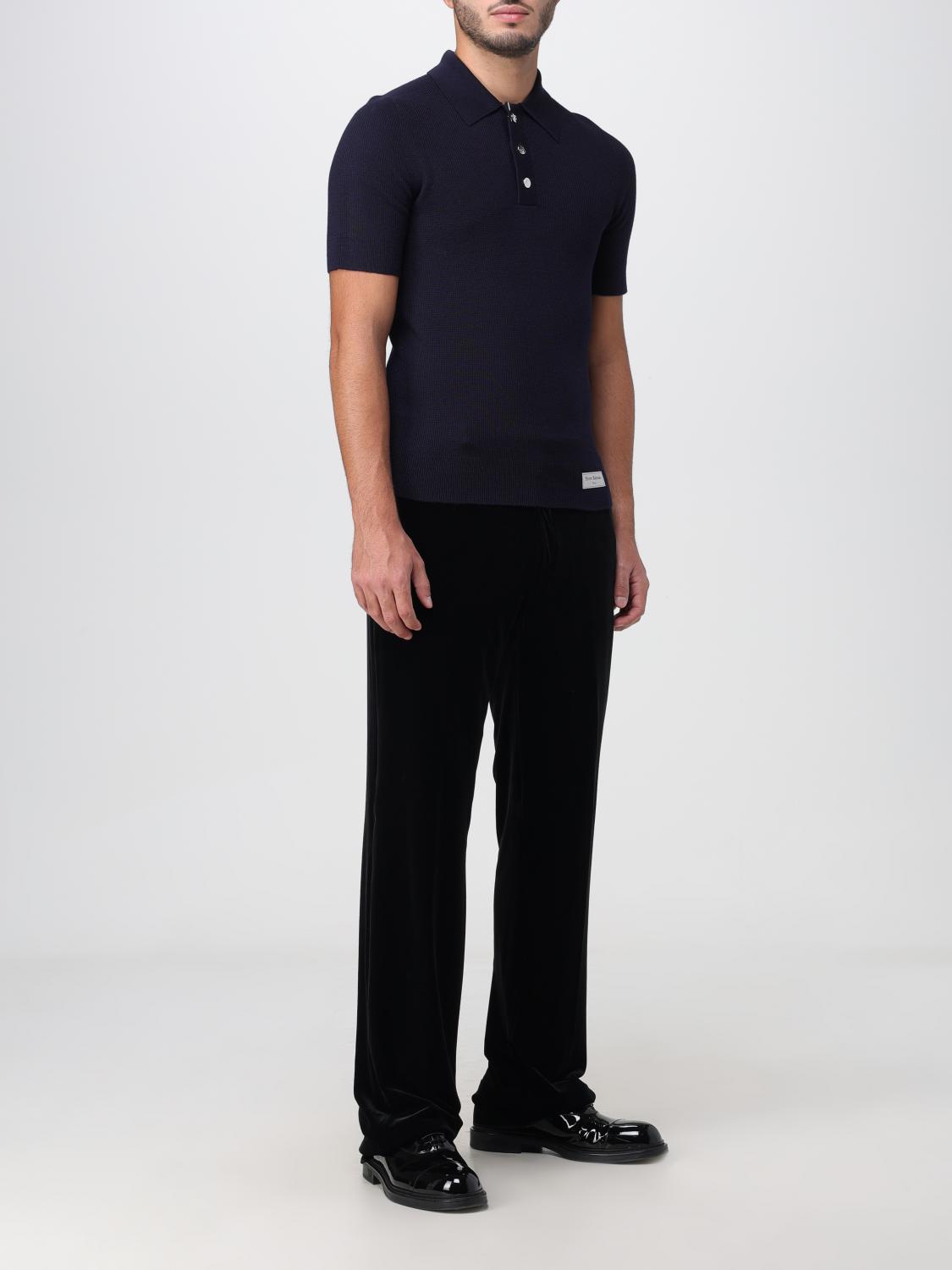 BALMAIN POLO SHIRT: Balmain polo shirt in Merino wool, Blue - Img 2