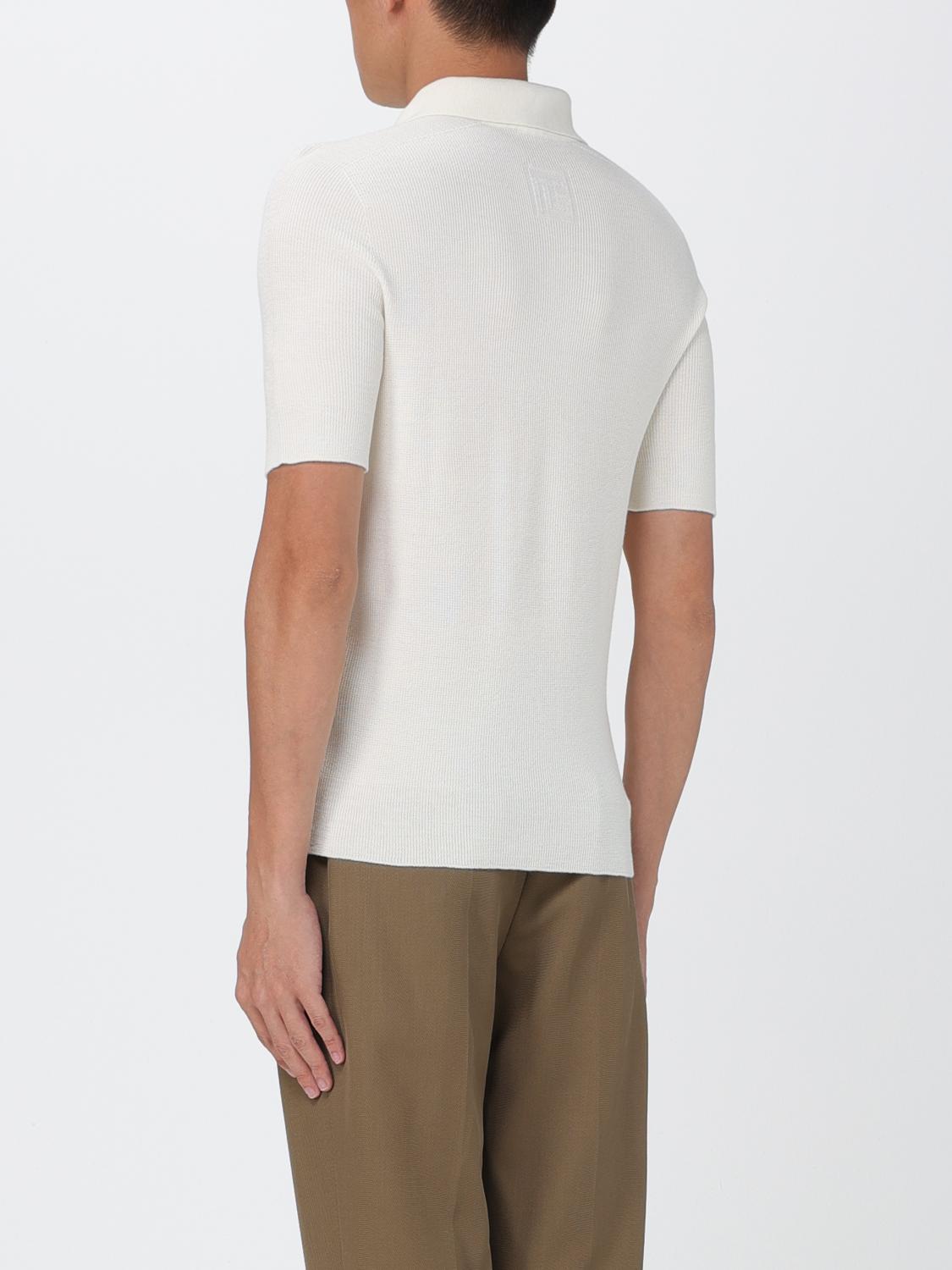 BALMAIN POLO SHIRT: Balmain polo shirt in Merino wool, Beige - Img 3