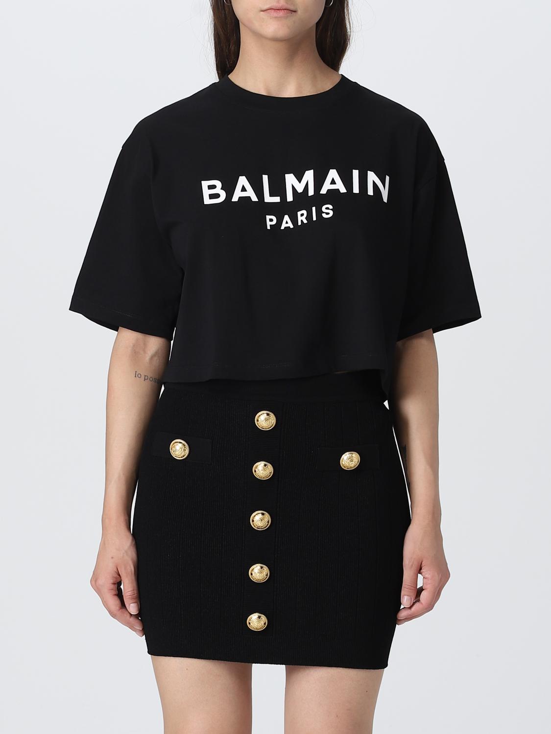 BALMAIN：Tシャツ レディース - ブラック | GIGLIO.COMオンラインの