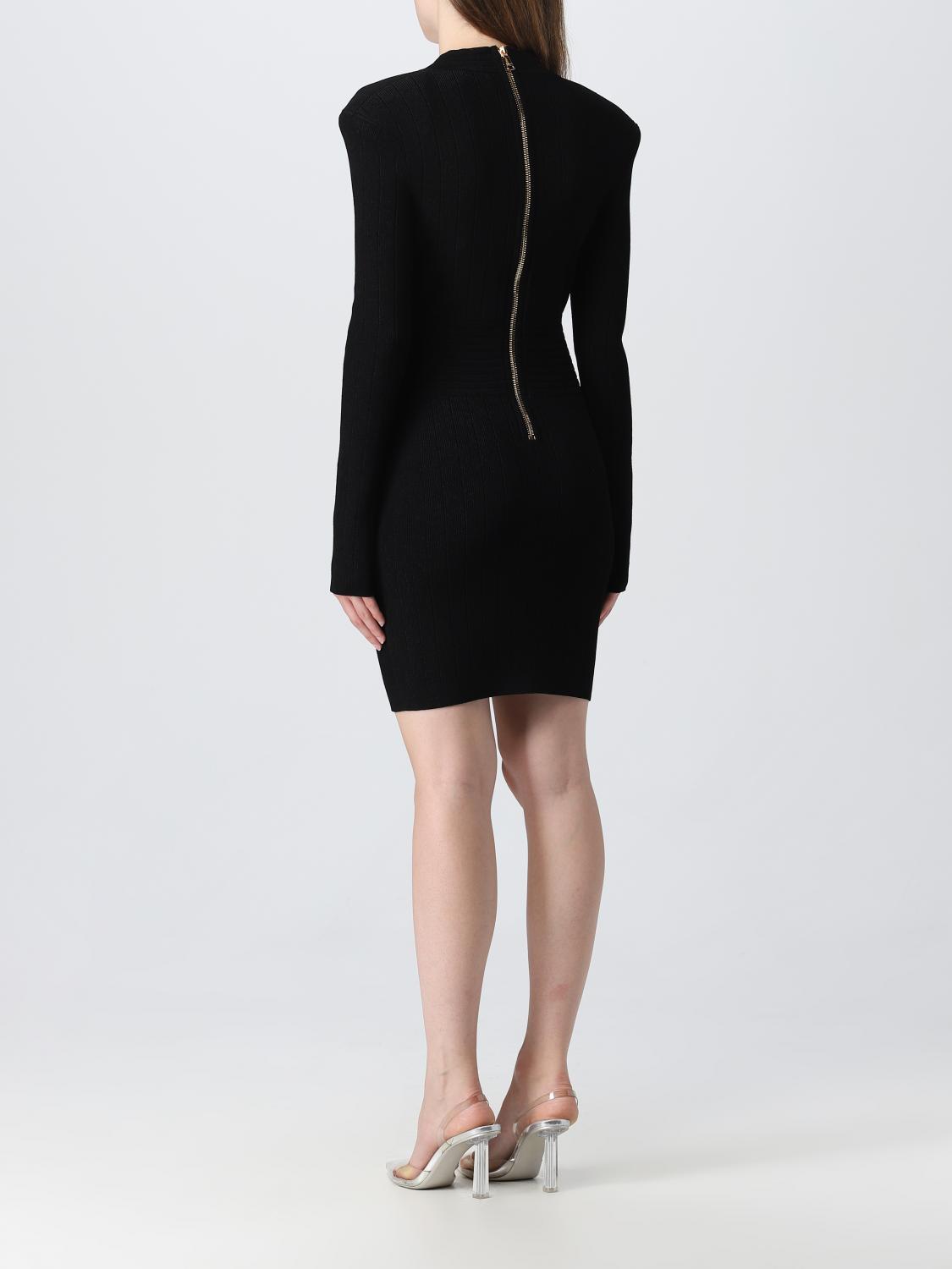 Balmain dress in sustainable viscose blend - Black | BF1R8059KB07 |  GIGLIO.COM