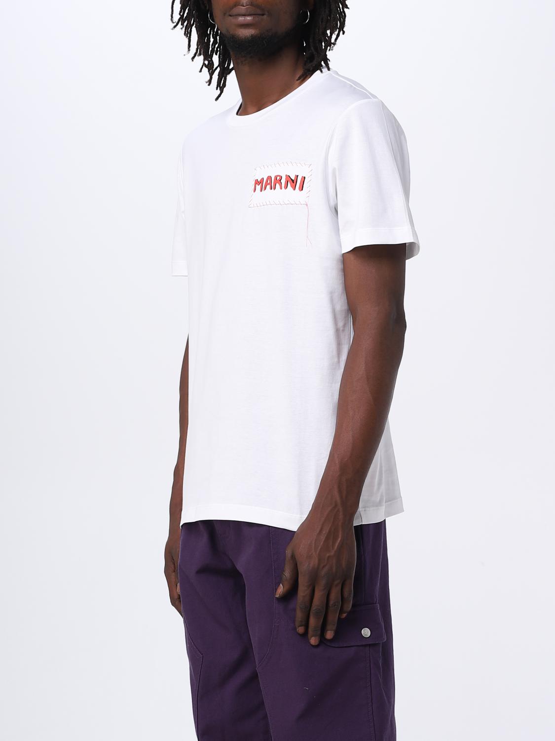 marni tシャツ 46 White organic cotton T-shirt with Marni patch | Marni