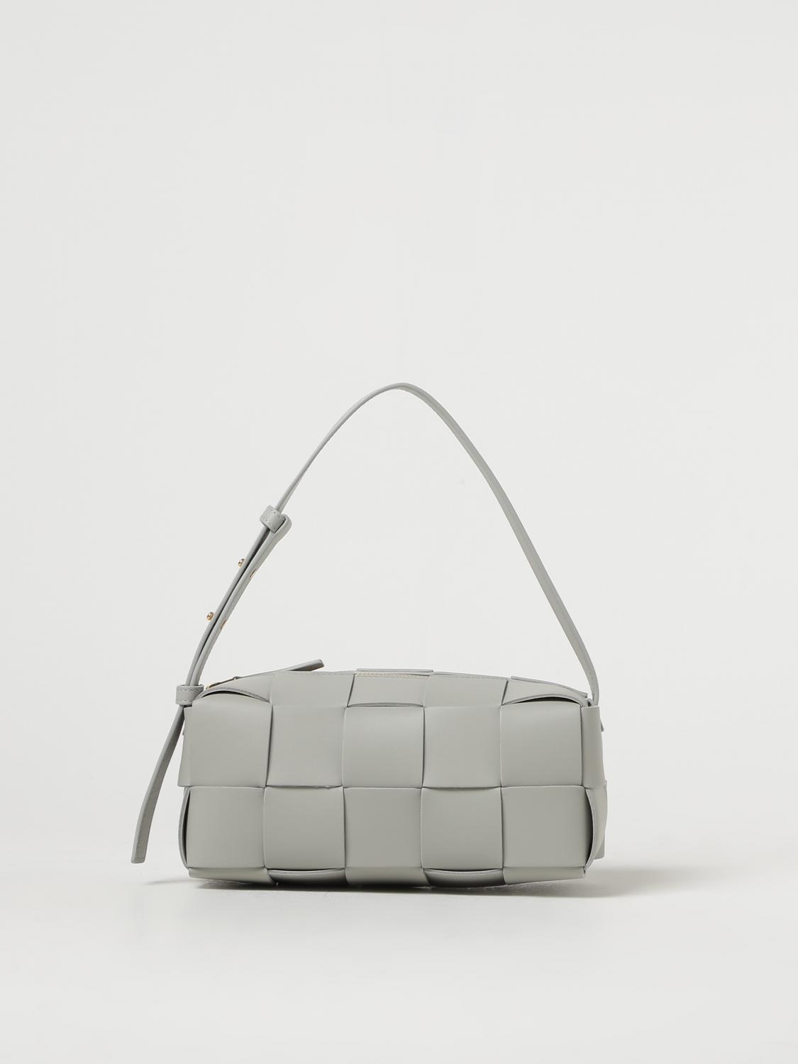 BOTTEGA VENETA BORSA A SPALLA: Borsa Brick Cassette Bottega Veneta in pelle intrecciata, Grigio - Img 1