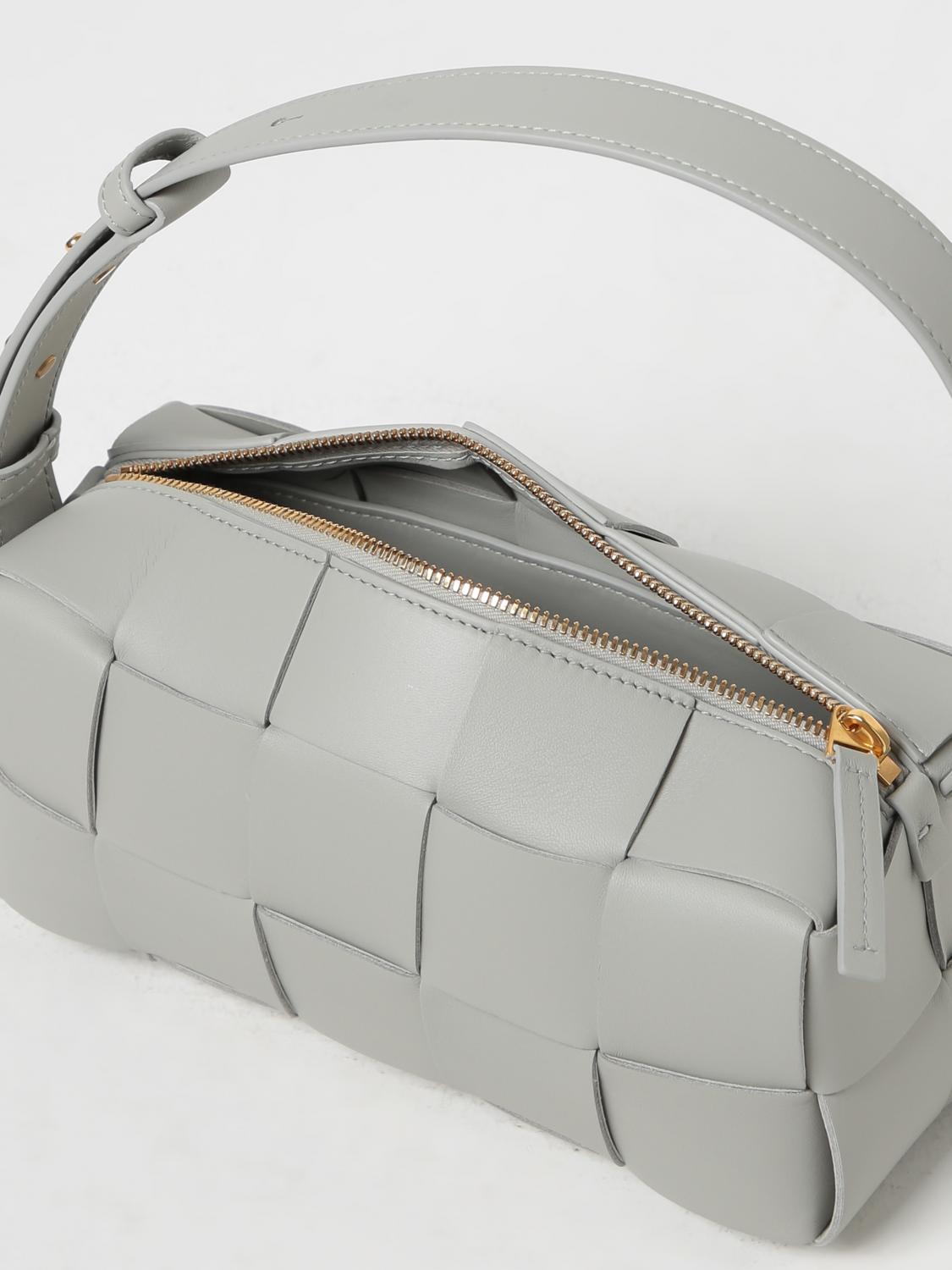 BOTTEGA VENETA BORSA A SPALLA: Borsa Brick Cassette Bottega Veneta in pelle intrecciata, Grigio - Img 5