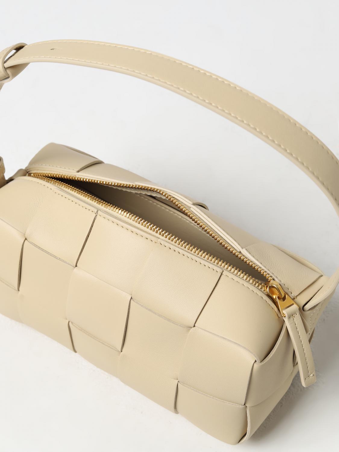 BOTTEGA VENETA BORSA A SPALLA: Borsa Brick Cassette Bottega Veneta in pelle intrecciata, Beige - Img 4