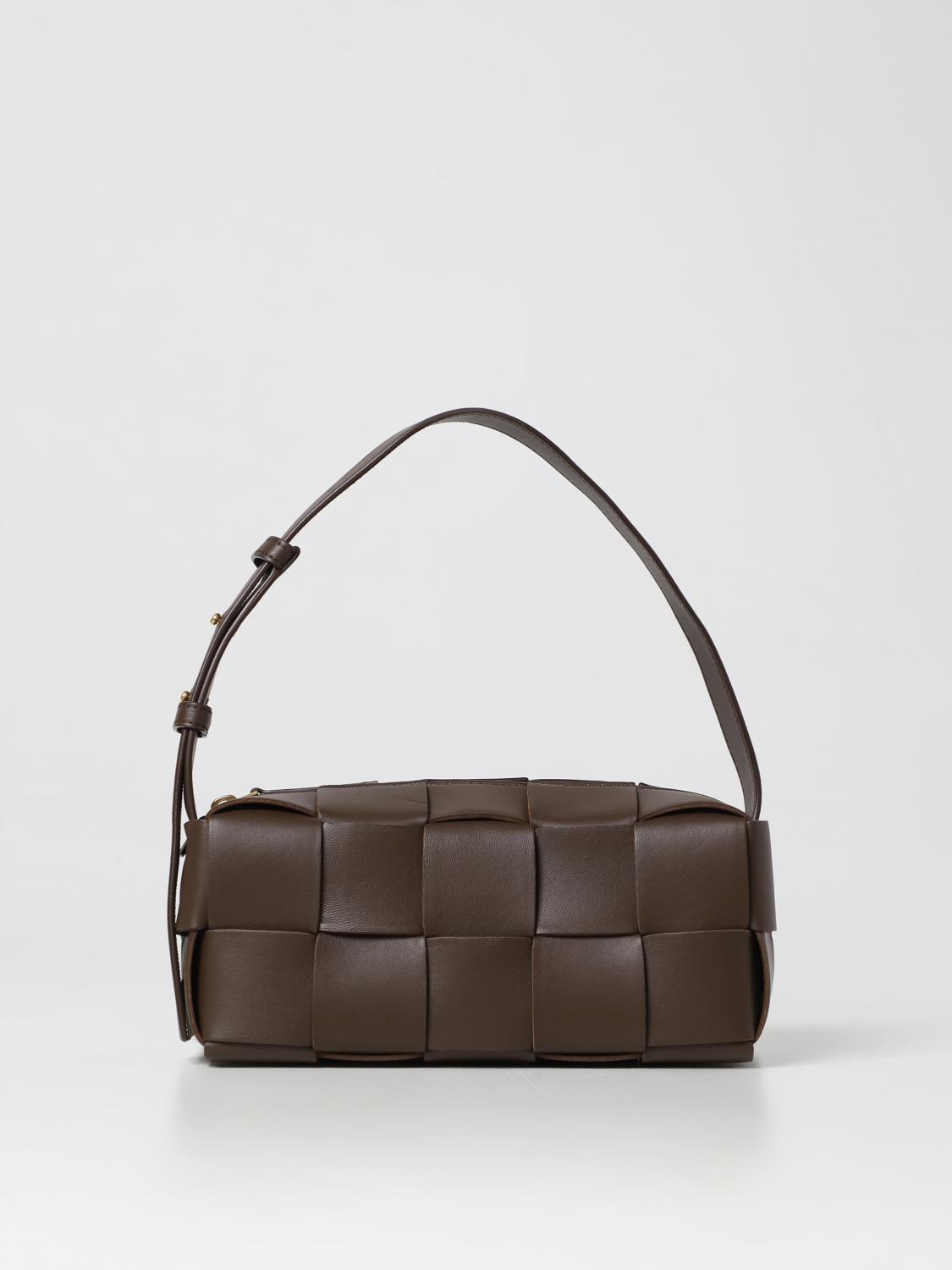 BOTTEGA VENETA BORSA A SPALLA: Borsa Brick Cassette Bottega Veneta in pelle intrecciata, Marrone - Img 1