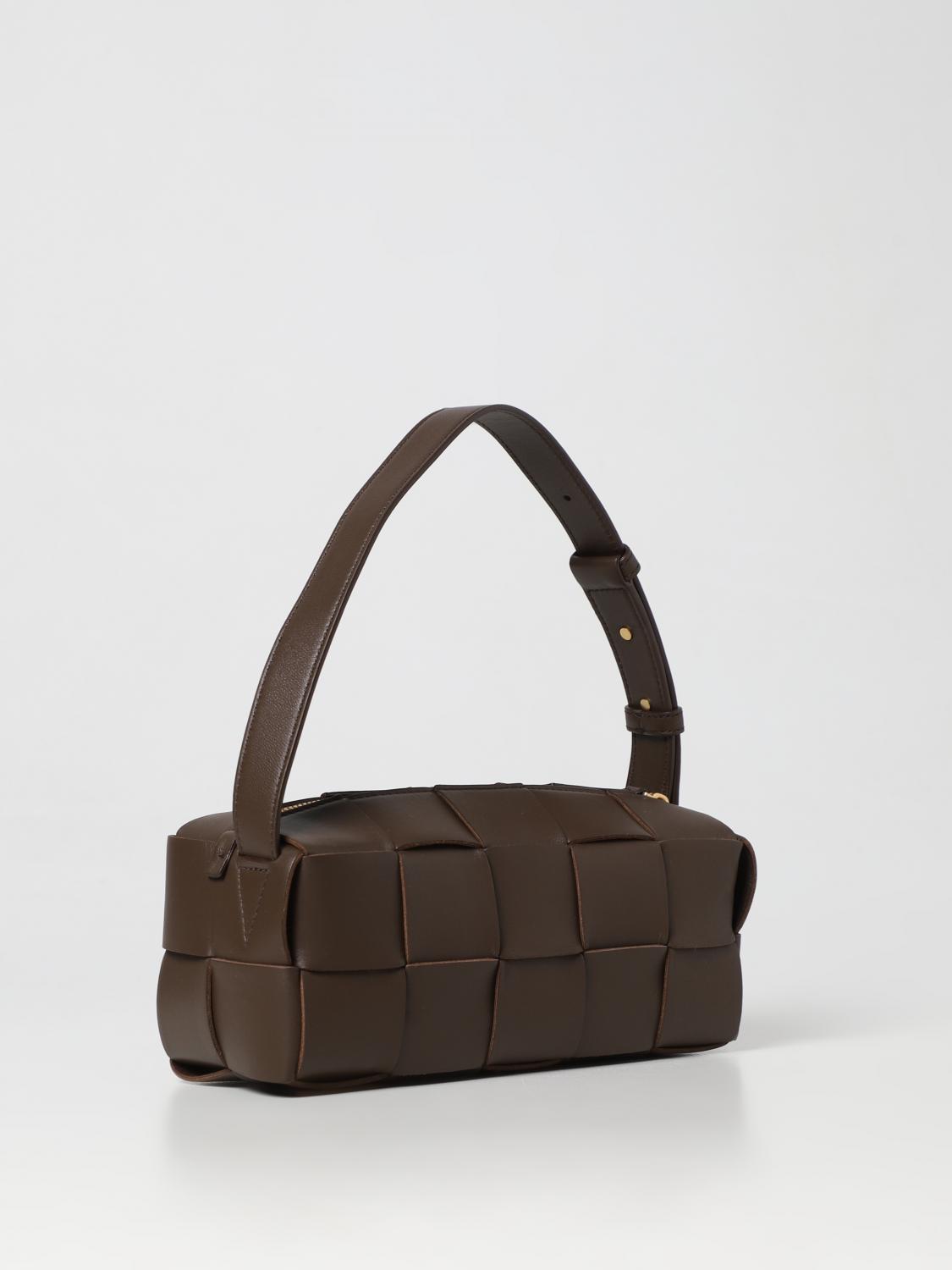 BOTTEGA VENETA BORSA A SPALLA: Borsa Brick Cassette Bottega Veneta in pelle intrecciata, Marrone - Img 2