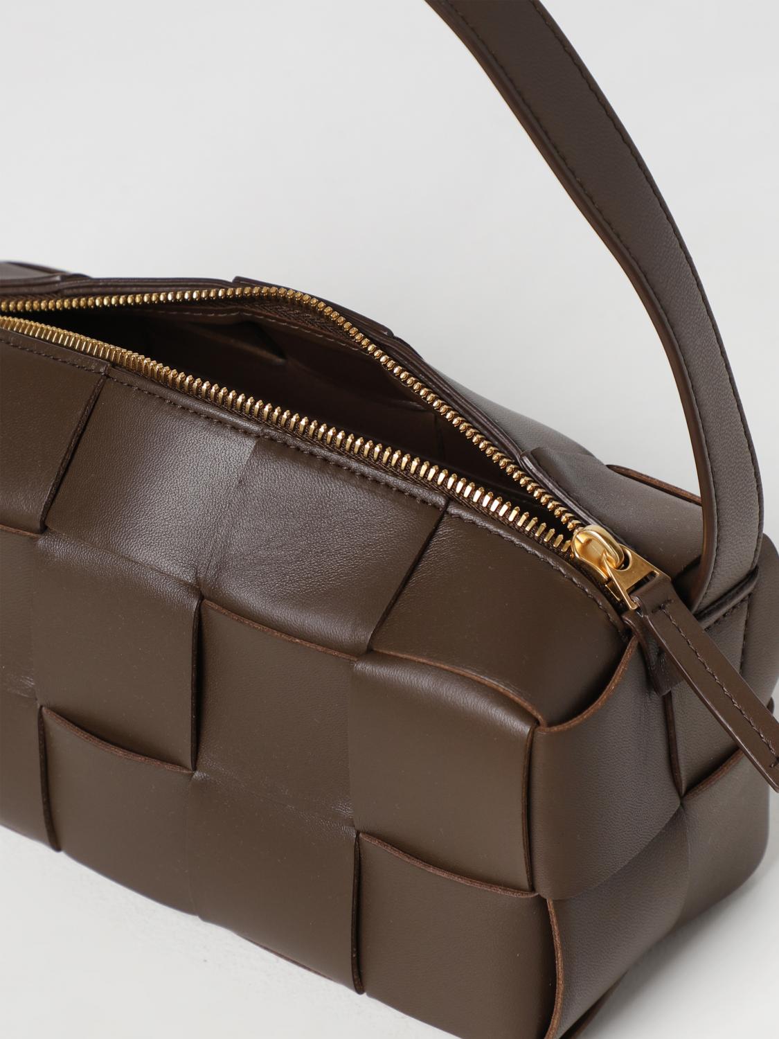 BOTTEGA VENETA BORSA A SPALLA: Borsa Brick Cassette Bottega Veneta in pelle intrecciata, Marrone - Img 4
