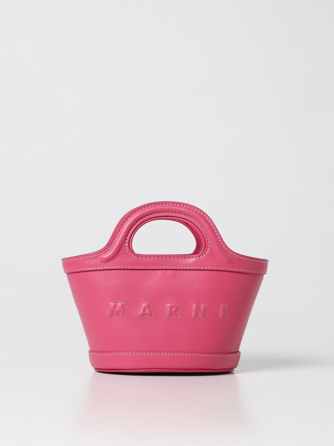 MARNI: Tropicalia bag in leather with embossed logo - Pink