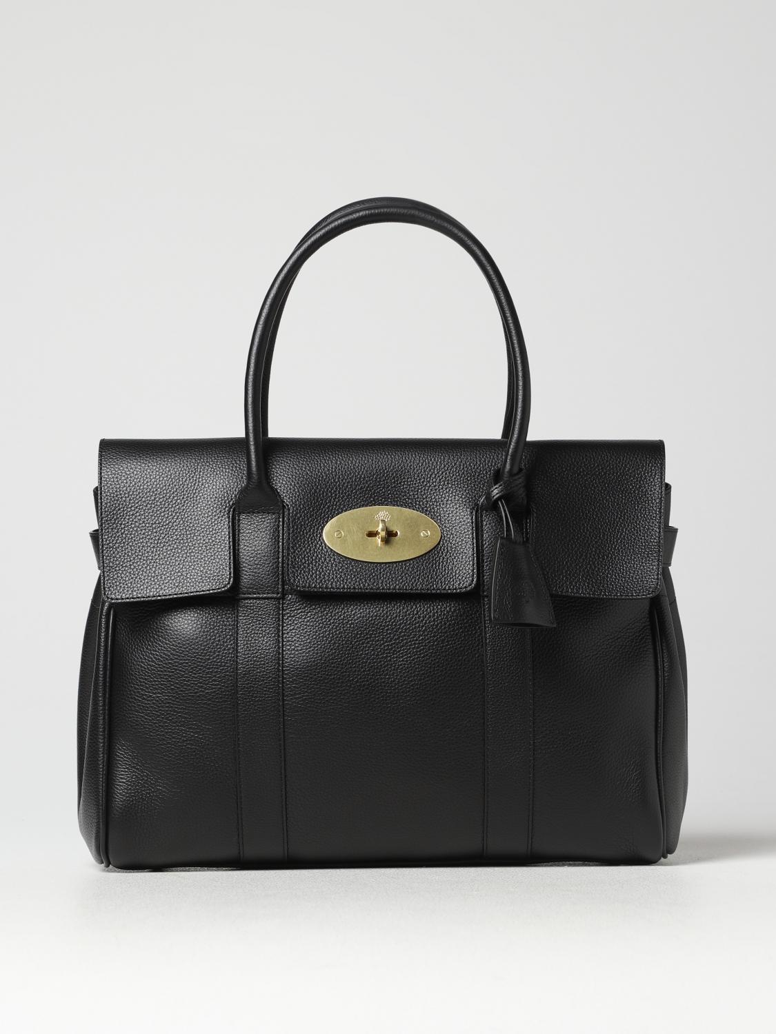 MULBERRY BORSA A MANO: Borsa Bayswater Mulberry in pelle a micro grana, Nero - Img 1