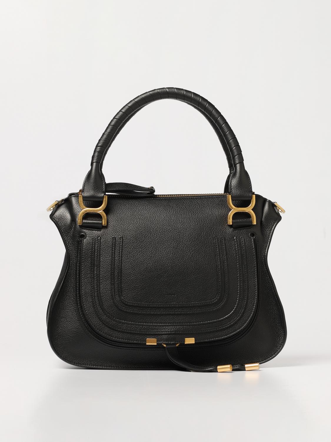 CHLOÉ BORSA A SPALLA: Borsa Marcie Chloé in pelle a grana, Nero - Img 1