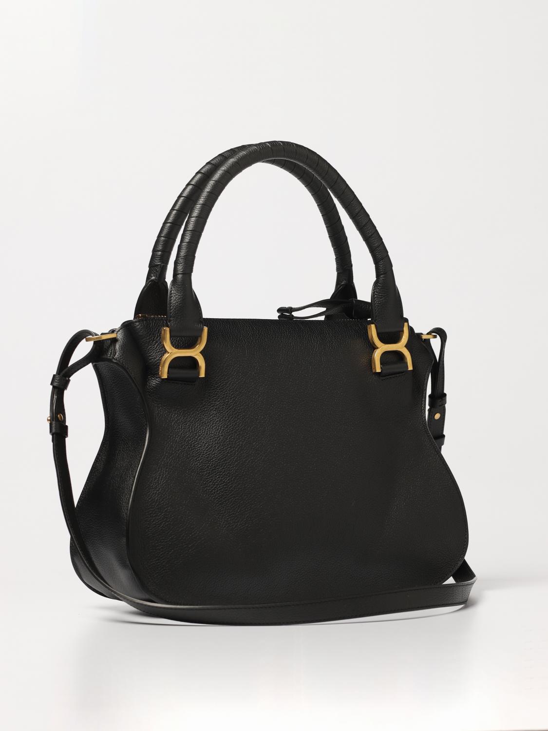 CHLOÉ BORSA A SPALLA: Borsa Marcie Chloé in pelle a grana, Nero - Img 2