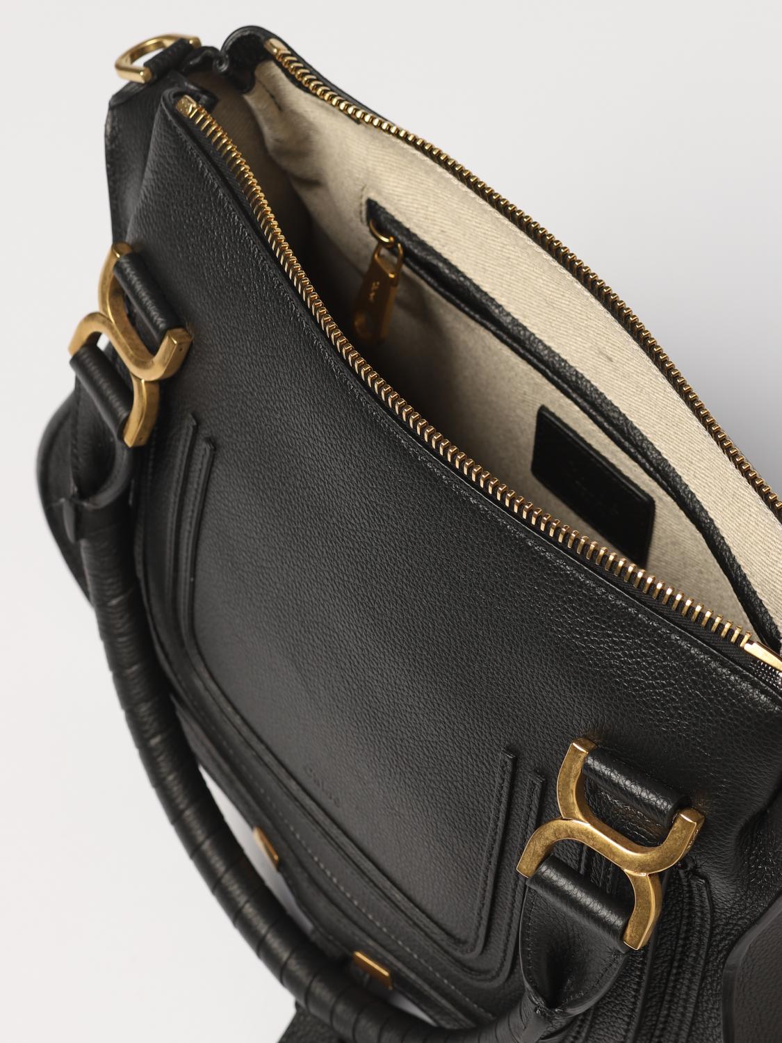 CHLOÉ BORSA A SPALLA: Borsa Marcie Chloé in pelle a grana, Nero - Img 4