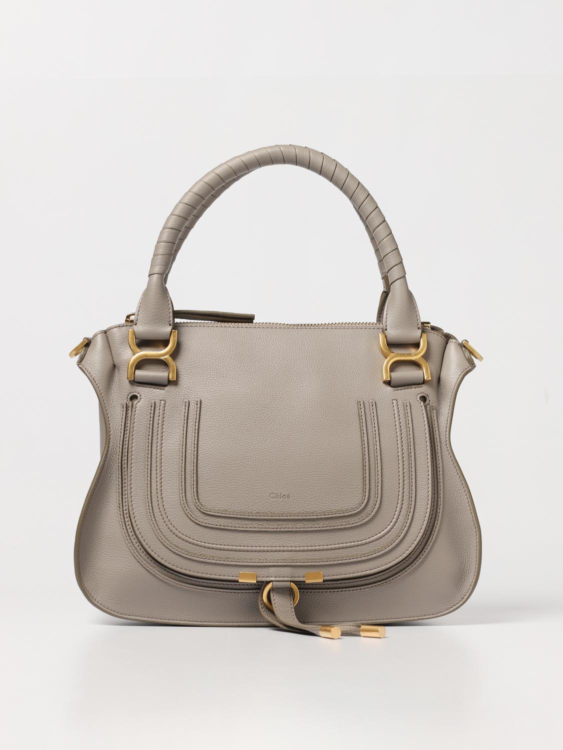 CHLOÉ BORSA A SPALLA: Borsa Marcie Chloé in pelle a grana, Grigio - Img 1