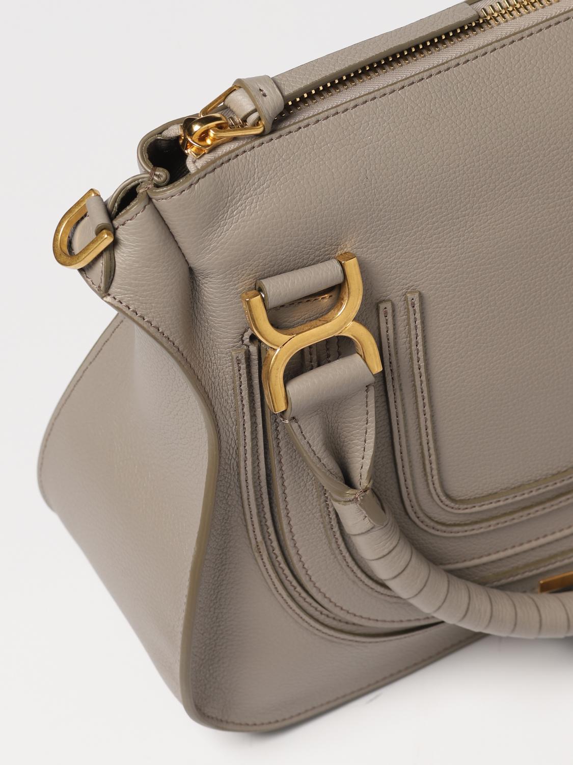 CHLOÉ BORSA A SPALLA: Borsa Marcie Chloé in pelle a grana, Grigio - Img 3