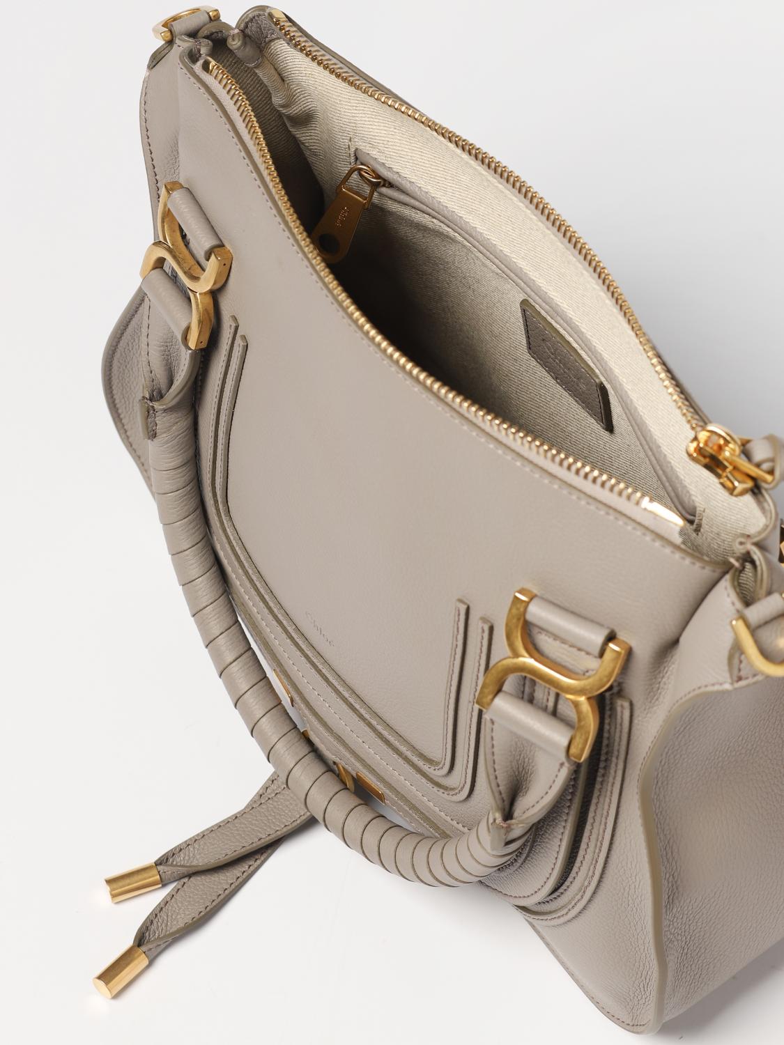 CHLOÉ BORSA A SPALLA: Borsa Marcie Chloé in pelle a grana, Grigio - Img 4