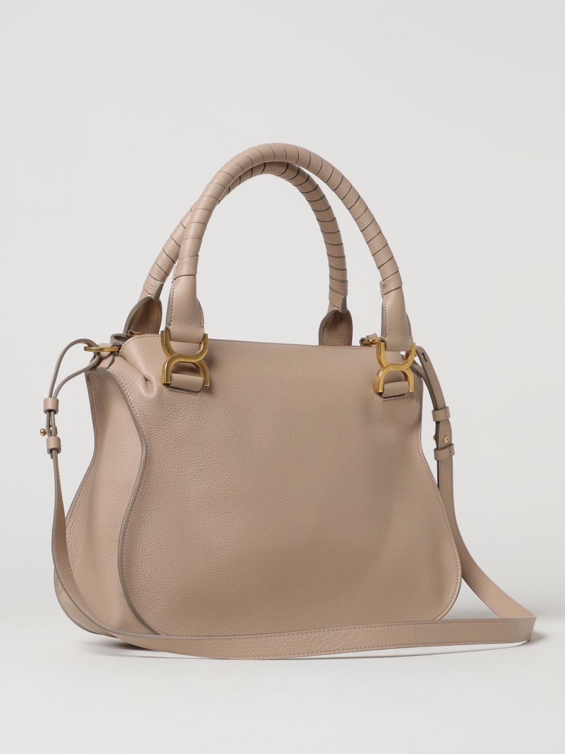CHLOÉ BORSA A SPALLA: Borsa Marcie Chloé in pelle a grana, Beige - Img 2