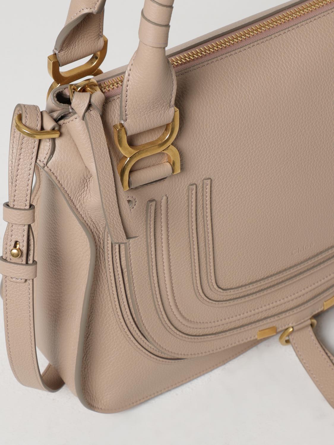 CHLOÉ BORSA A SPALLA: Borsa Marcie Chloé in pelle a grana, Beige - Img 3