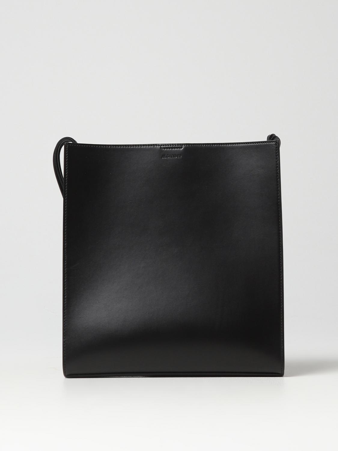 JIL SANDER BORSA A TRACOLLA: Borsa Tangle Jil Sander in pelle, Nero - Img 1