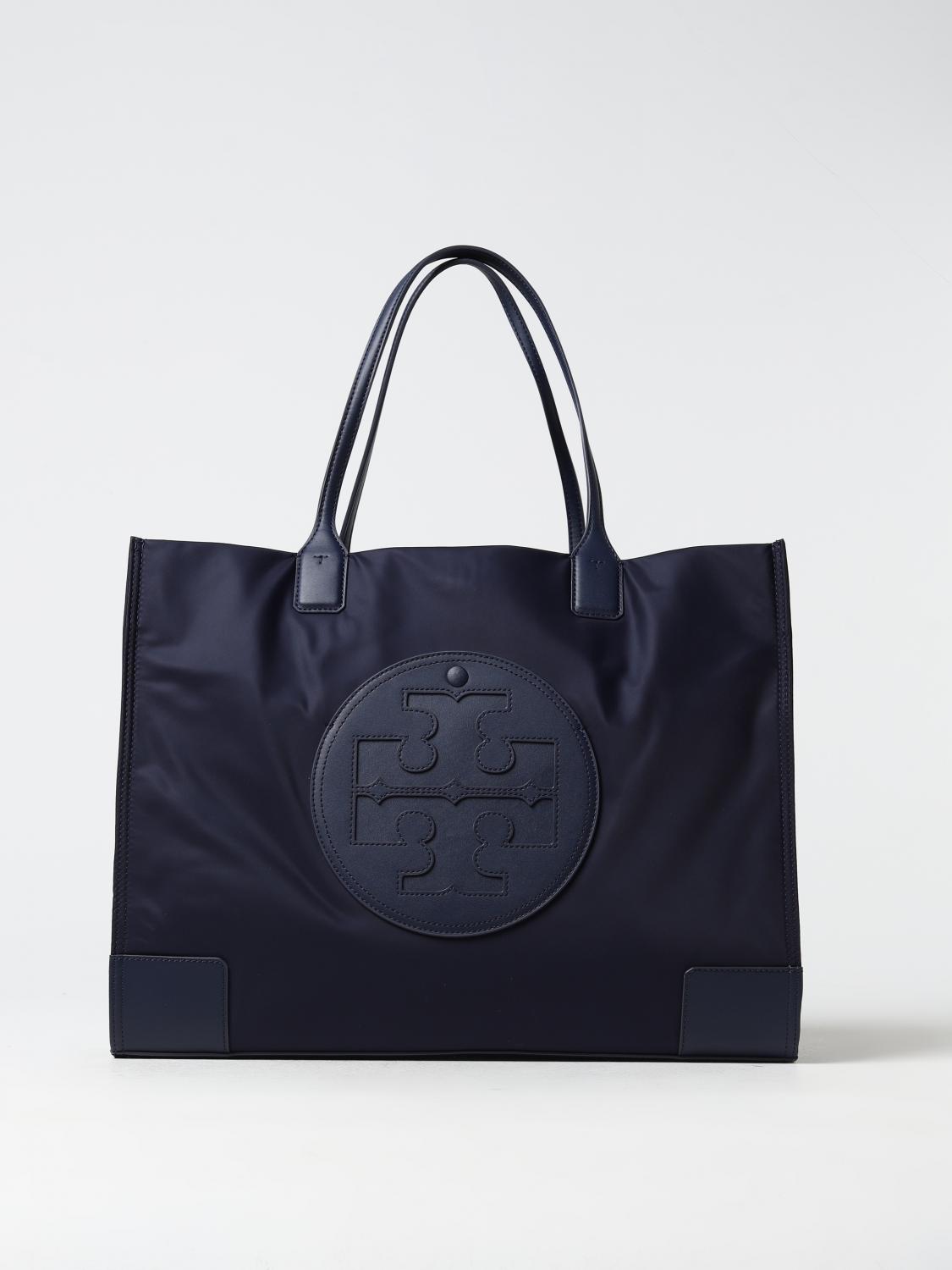 TORY BURCH BORSA TOTE: Borsa Ella Tory Burch in nylon riciclato, Cuoio - Img 1
