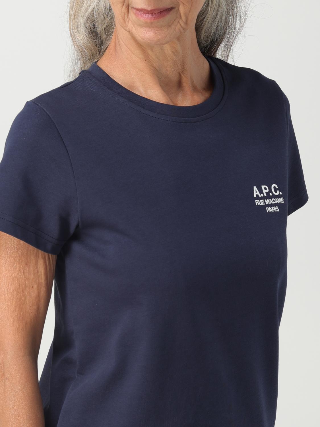 Tシャツ・カットソー A.P.C. Woman T-Shirt Blue COEZCF26842 IAK A.P.C. アーペーセー レディース Tシャツ ワンポイントロゴ