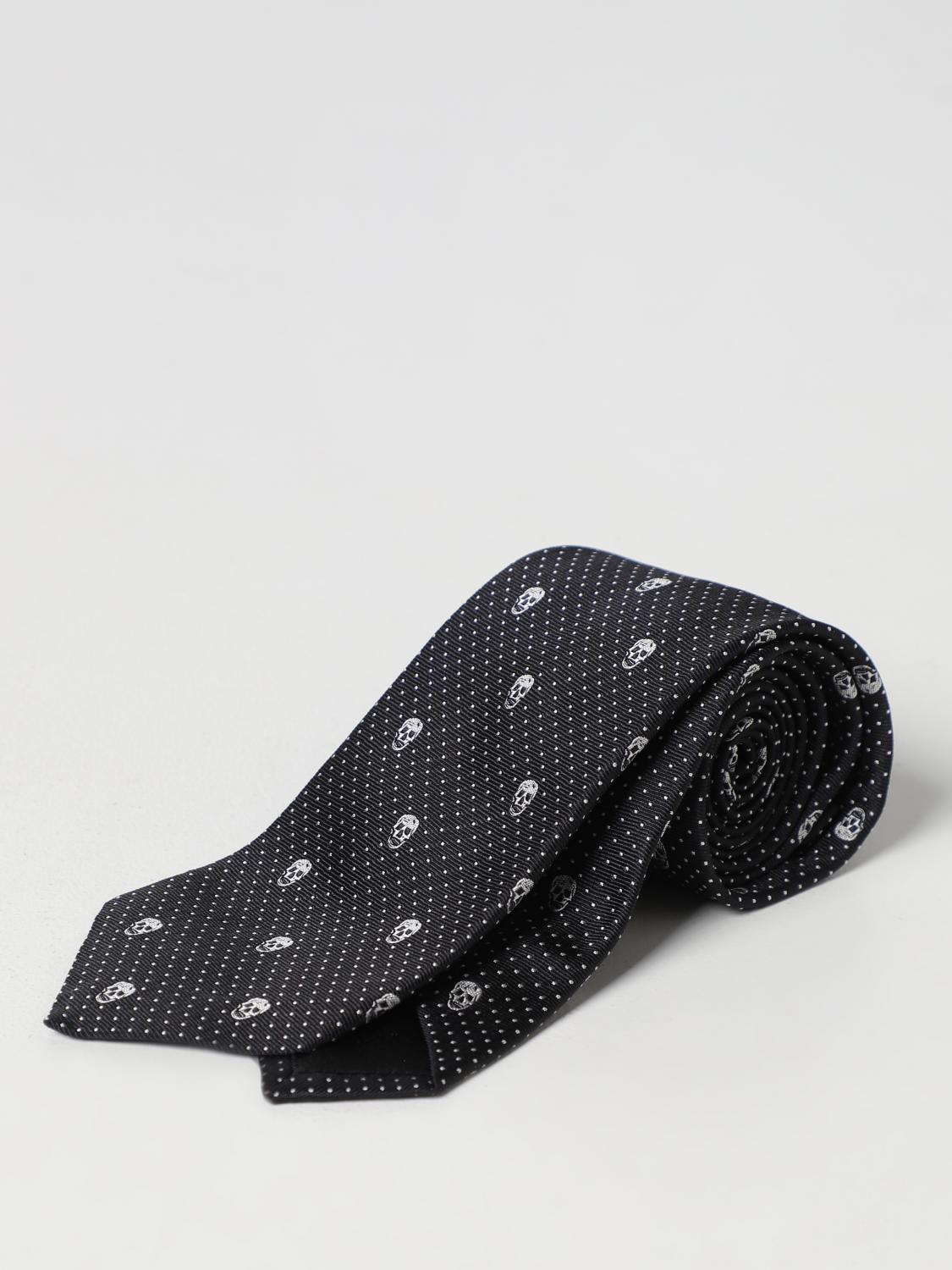 MCQUEEN CRAVATTA: Cravatta Skull McQueen in seta jacquard, Nero - Img 1