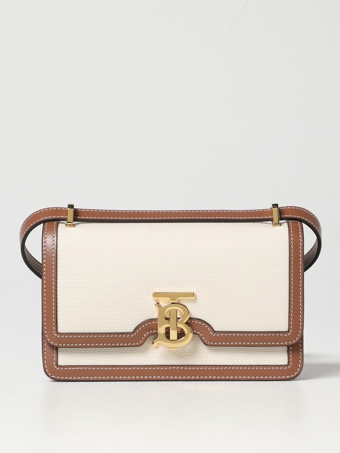 BURBERRY TB bag in canvas and leather Beige Burberry mini bag 8070574 online at GIGLIO.COM