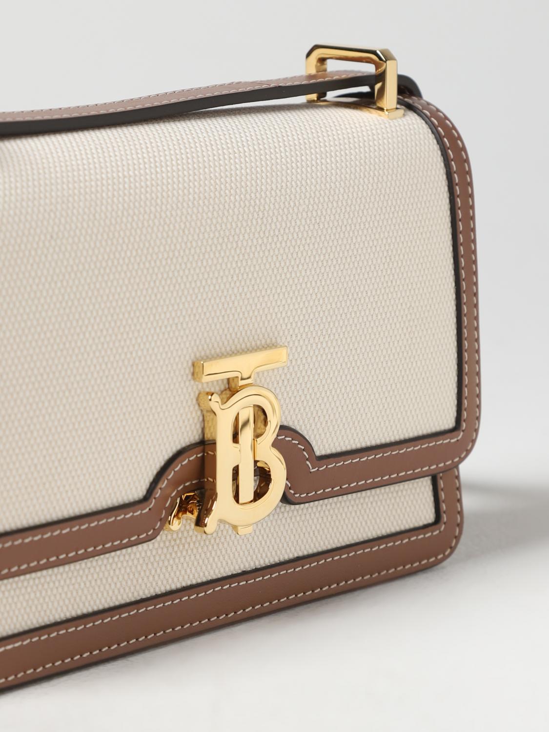 BURBERRY BORSA MINI: Borsa TB Burberry in canvas e pelle, Beige - Img 3