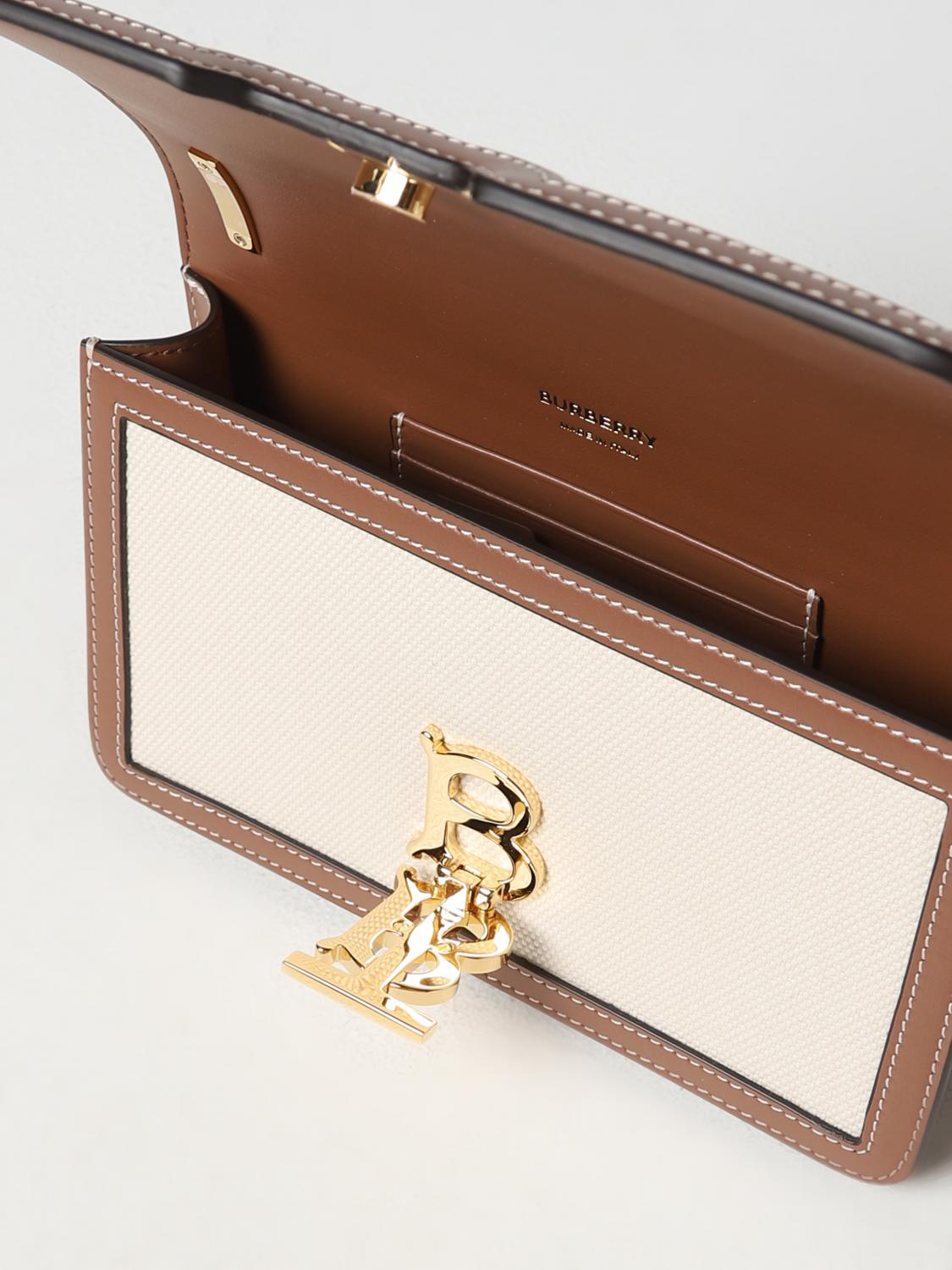 BURBERRY BORSA MINI: Borsa TB Burberry in canvas e pelle, Beige - Img 4