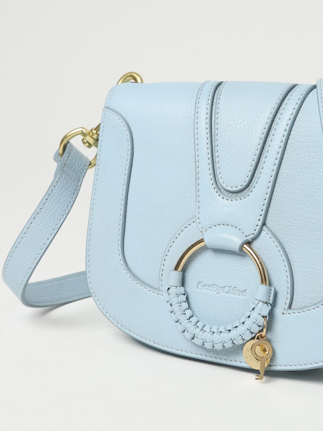 SEE BY CHLOÉ BORSA A TRACOLLA: Borsa Hana See by Chloé in pelle a grana, Celeste - Img 3