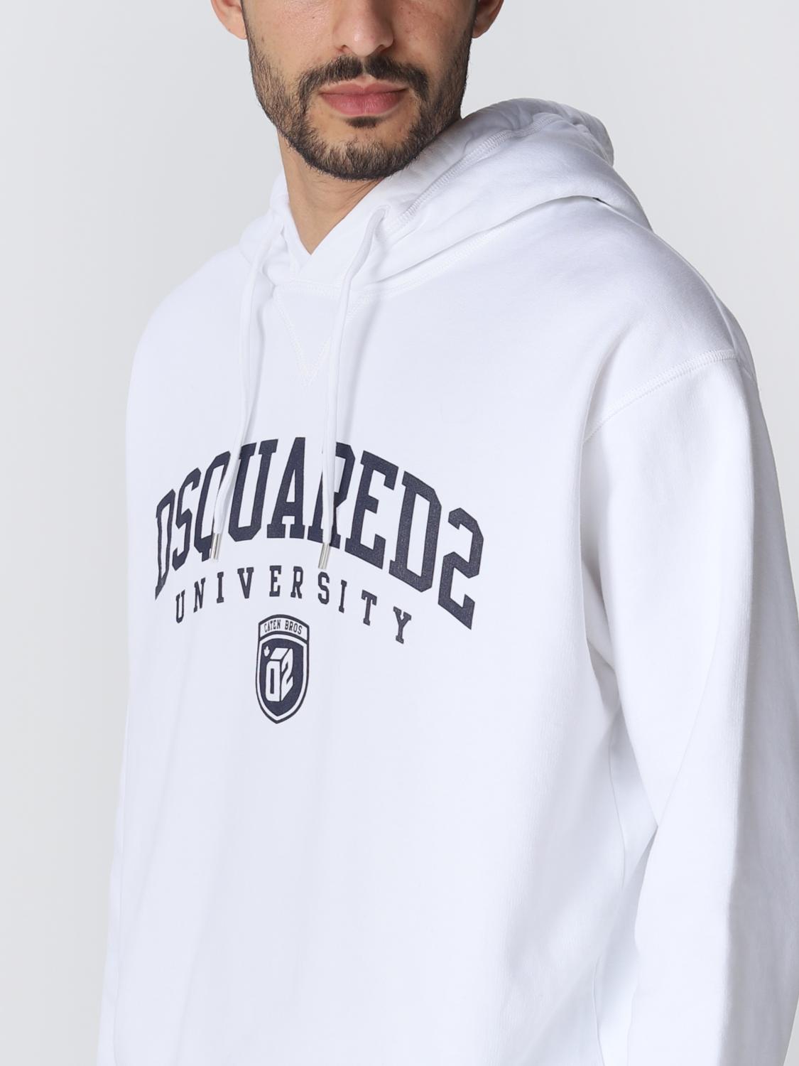 DSQUARED2 FELPA: Felpa University Dsquared2 in cotone, Bianco - Img 3