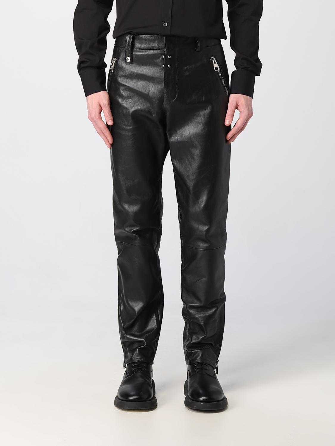 MCQUEEN PANTS: McQueen leather pants, Black - Img 1