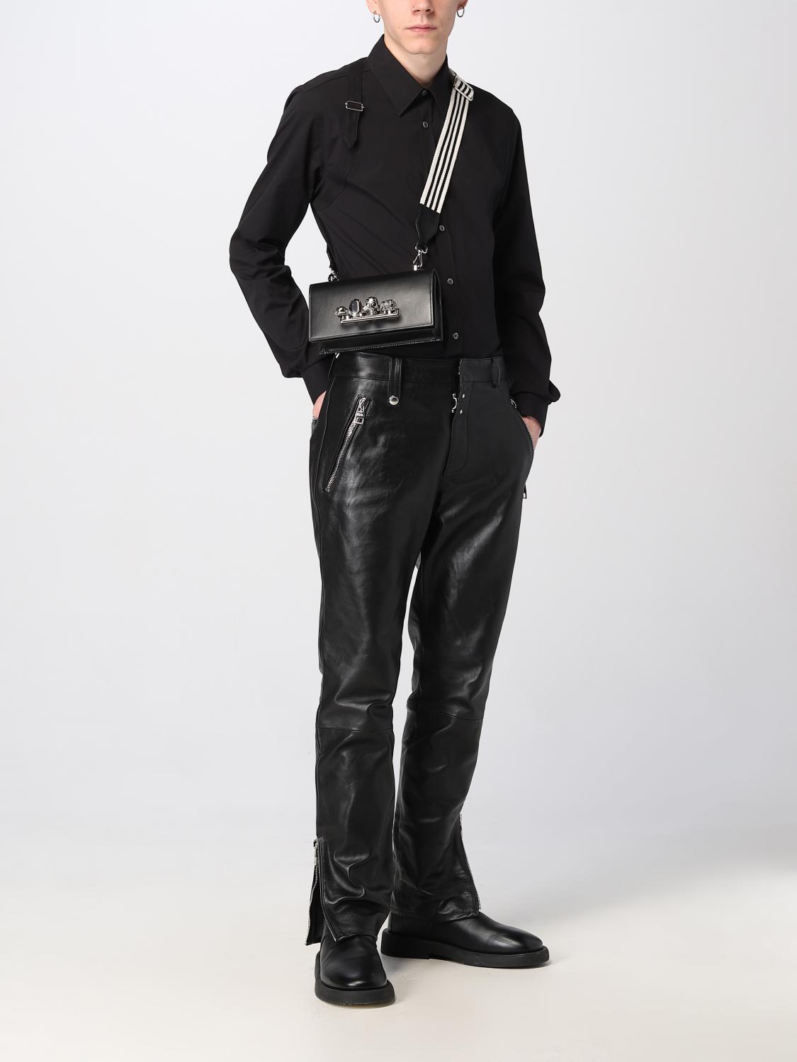 MCQUEEN PANTS: McQueen leather pants, Black - Img 2