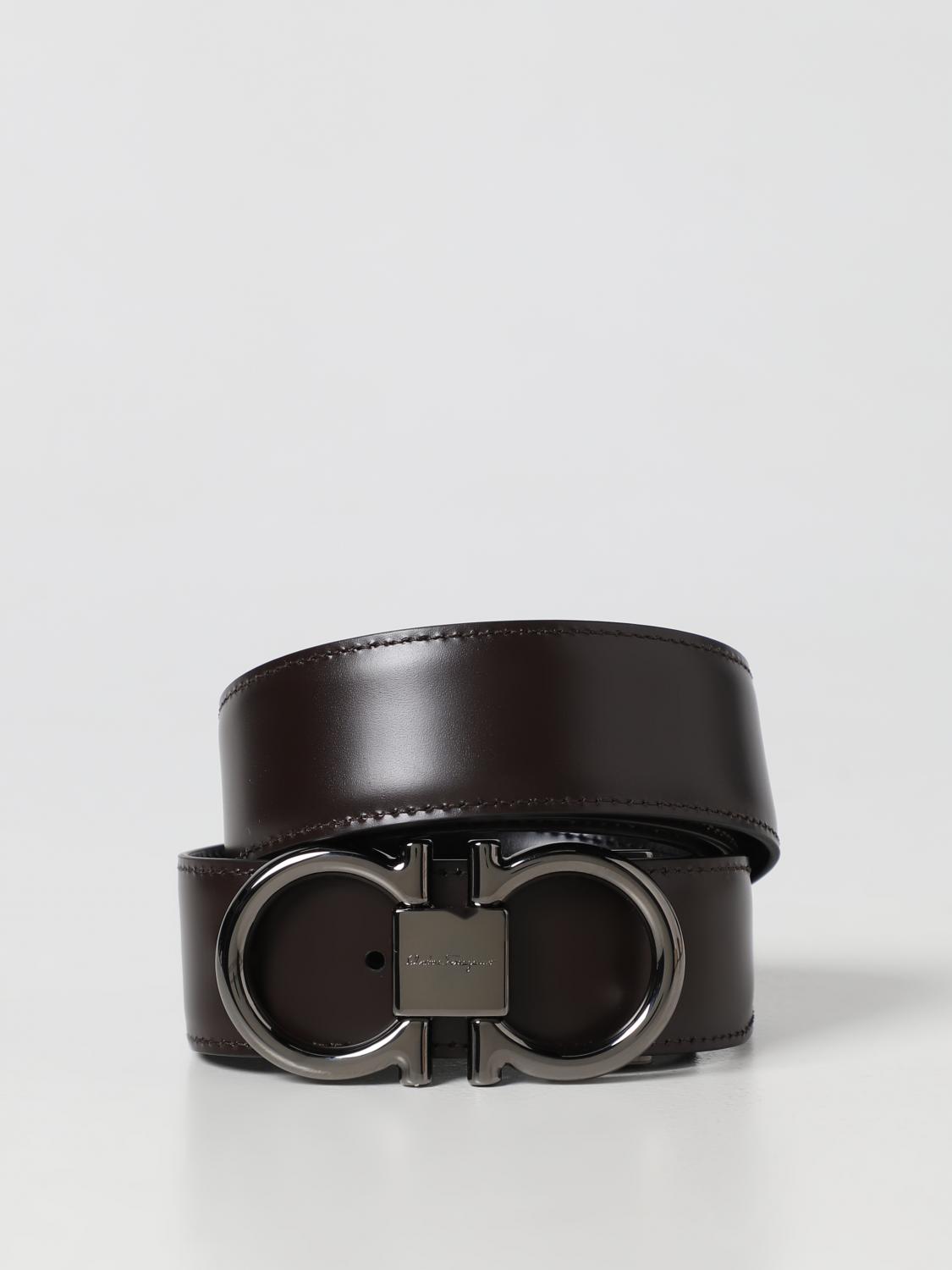 FERRAGAMO BELT: Ferragamo Gancini reversible belt in brushed leather, Black - Img 2