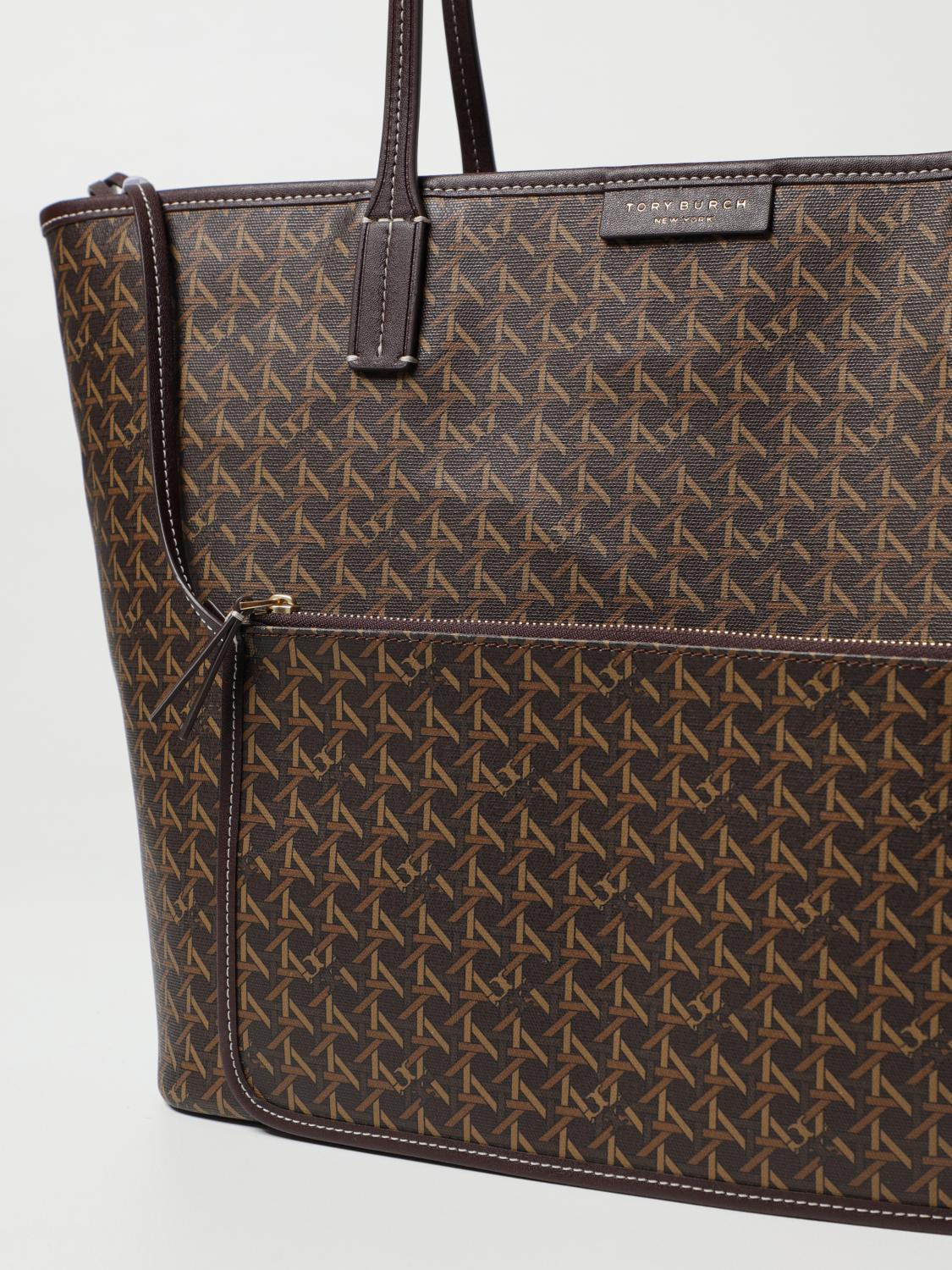 TORY BURCH TOTE BAG: Tory Burch Ever-Ready bag in coated fabric with all-over pattern, Walnut - Img 3