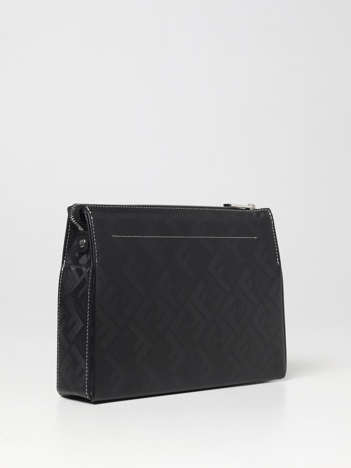 Fendi leather clutch with all-over FF monogram - Black