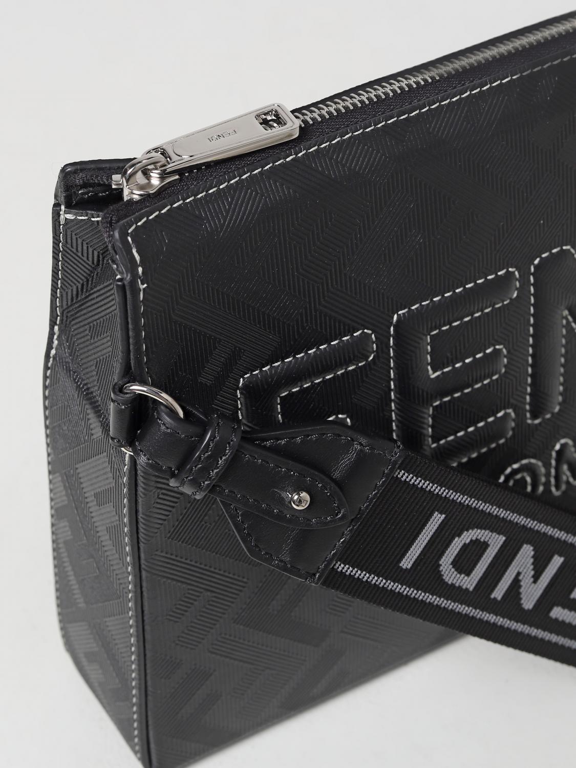 Fendi leather clutch with all-over FF monogram - Black