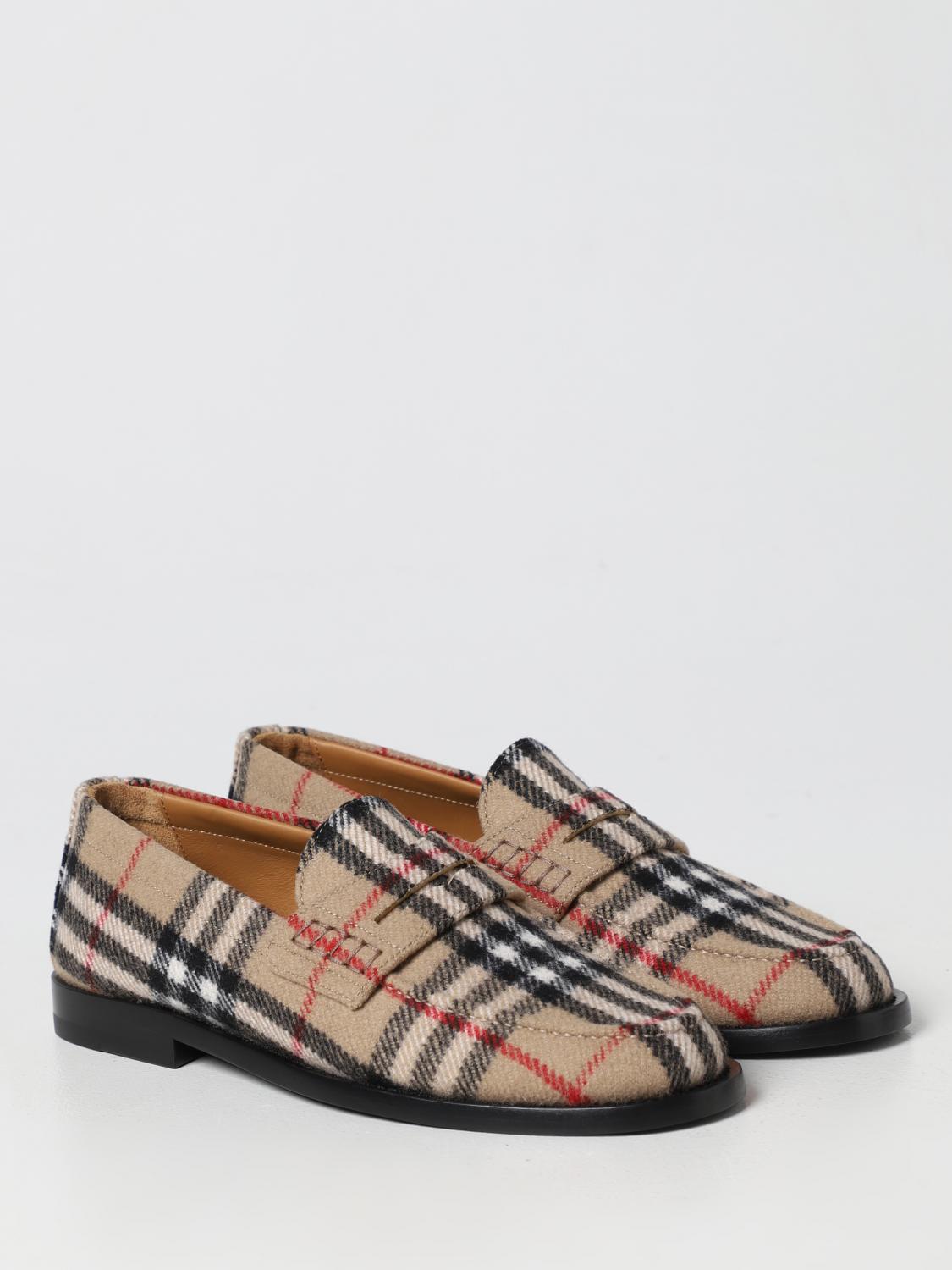 BURBERRY: Vintage Check Hackney moccasins in printed virgin wool