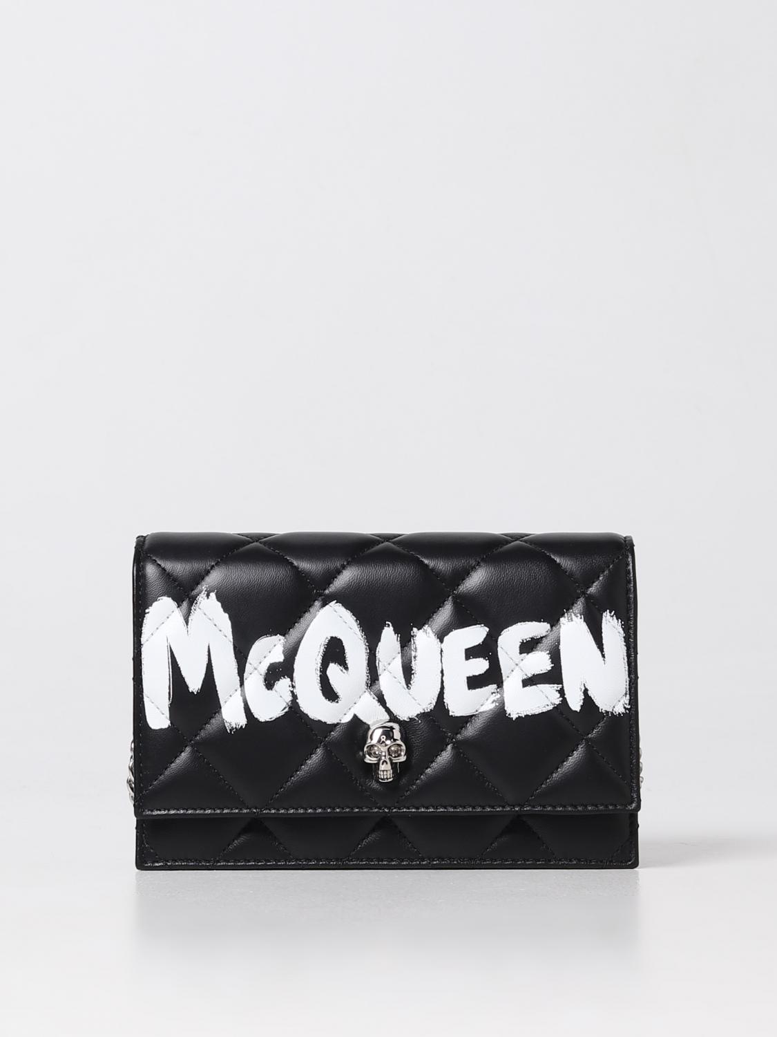 MCQUEEN BORSA MINI: Borsa Skull McQueen in nappa trapuntata, Nero - Img 1