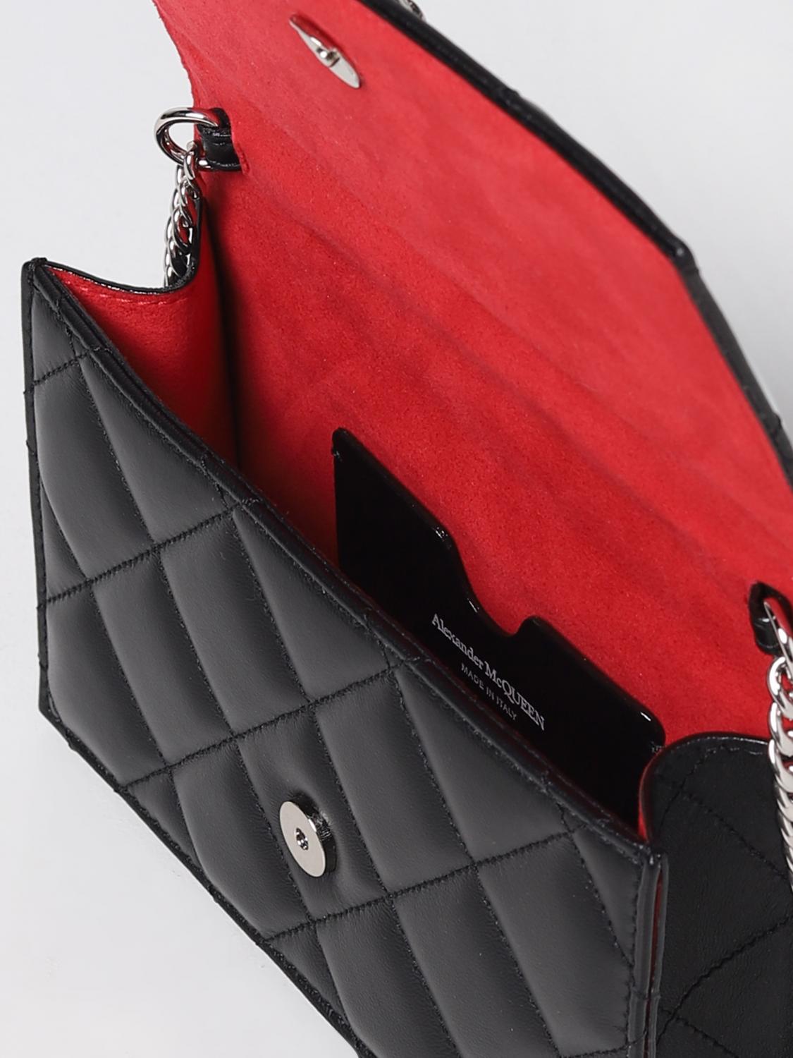 MCQUEEN BORSA MINI: Borsa Skull McQueen in nappa trapuntata, Nero - Img 4
