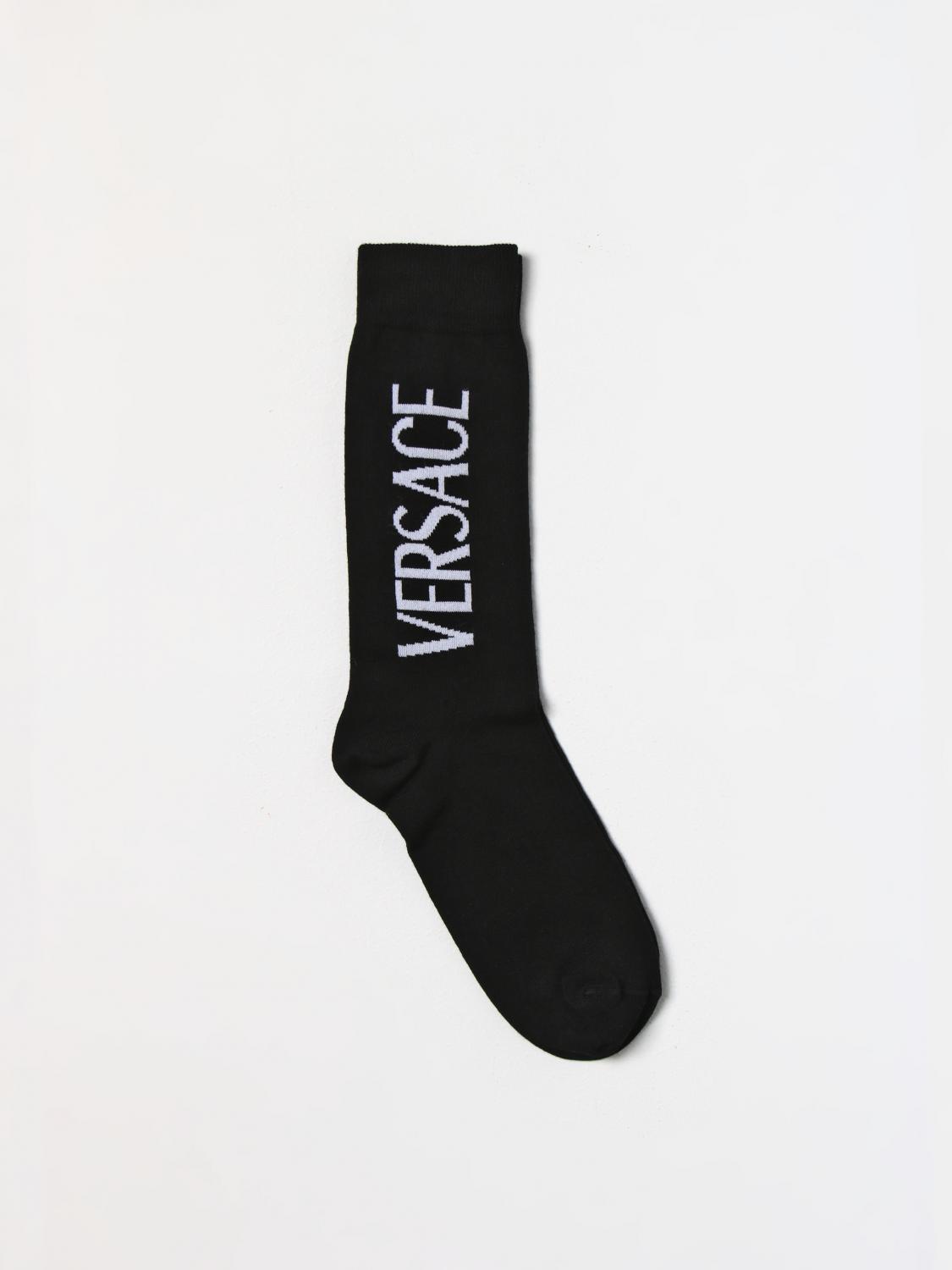 VERSACE SOCKS: Versace stretch cotton socks, Black - Img 1