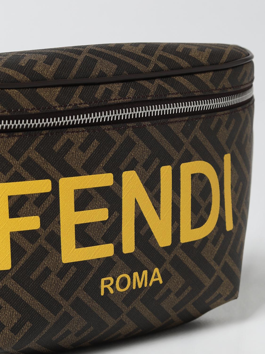 FENDI MARSUPIO: Marsupio Fendi in tessuto spalmato e mesh, Marrone - Img 3